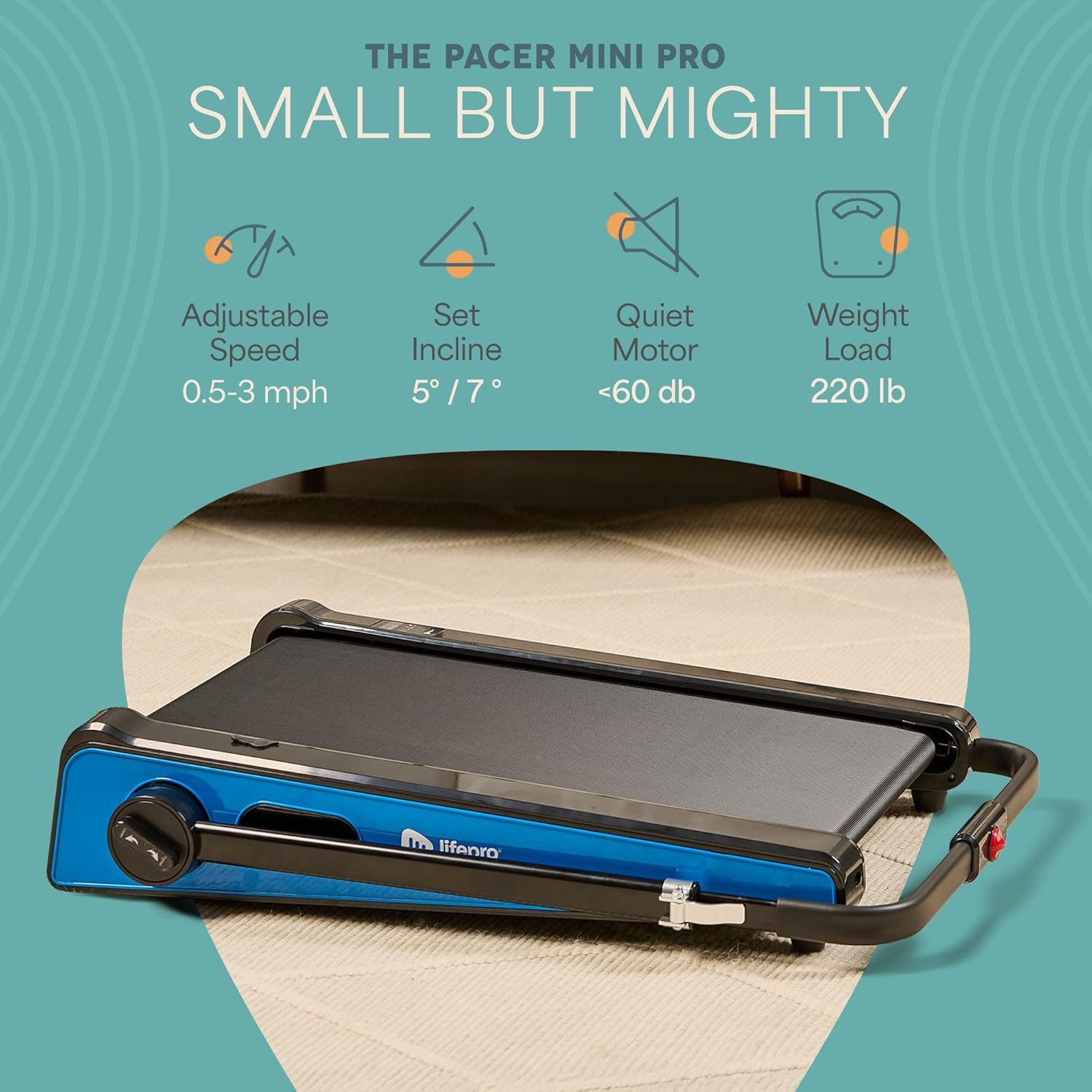 Lifepro Smallest Portable 30in Small Mini Walking Pad Treadmill Installation Free, Adjustable Incline, Under Desk Work Compact Treadmills for Home/Office - Max Load 220Lbs & Speed 3MPH