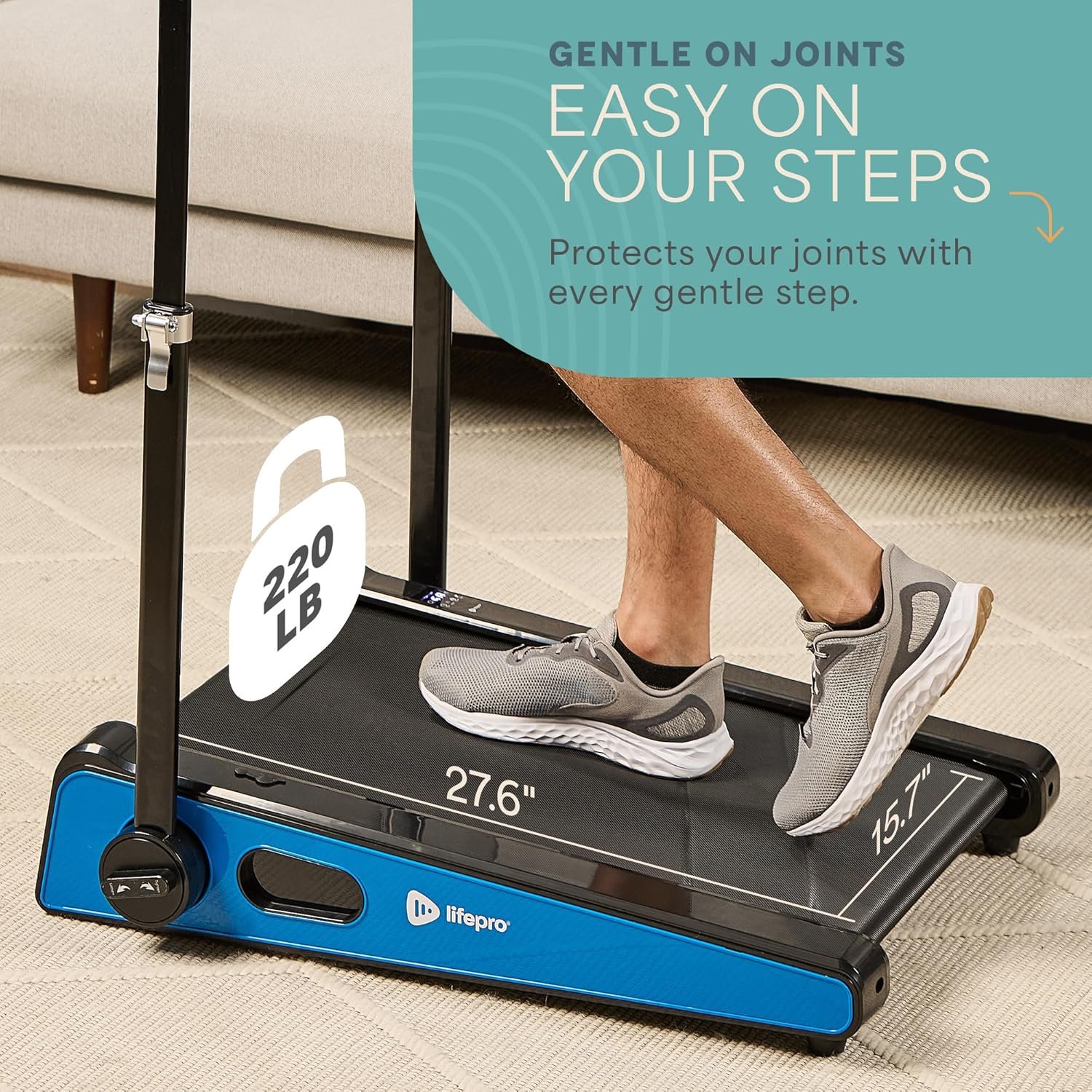 Lifepro Smallest Portable 30in Small Mini Walking Pad Treadmill Installation Free, Adjustable Incline, Under Desk Work Compact Treadmills for Home/Office - Max Load 220Lbs & Speed 3MPH