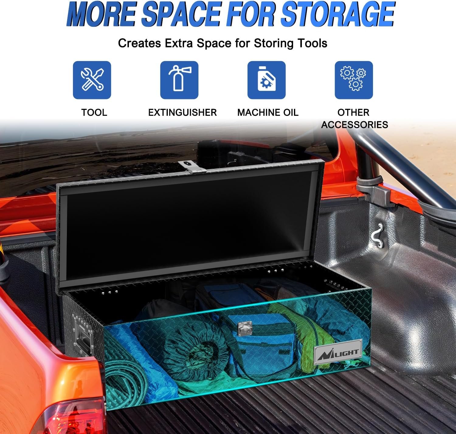Nilight 30 Inch Truck Tool Box Heavy Duty Aluminum Diamond Plate Truck Bed Toolboxes 30''X13''X9.6'' Waterproof Pick-Up Storage Tool Boxes for Bed of Truck RV Trailer with Side Handle Lock Keys, Black