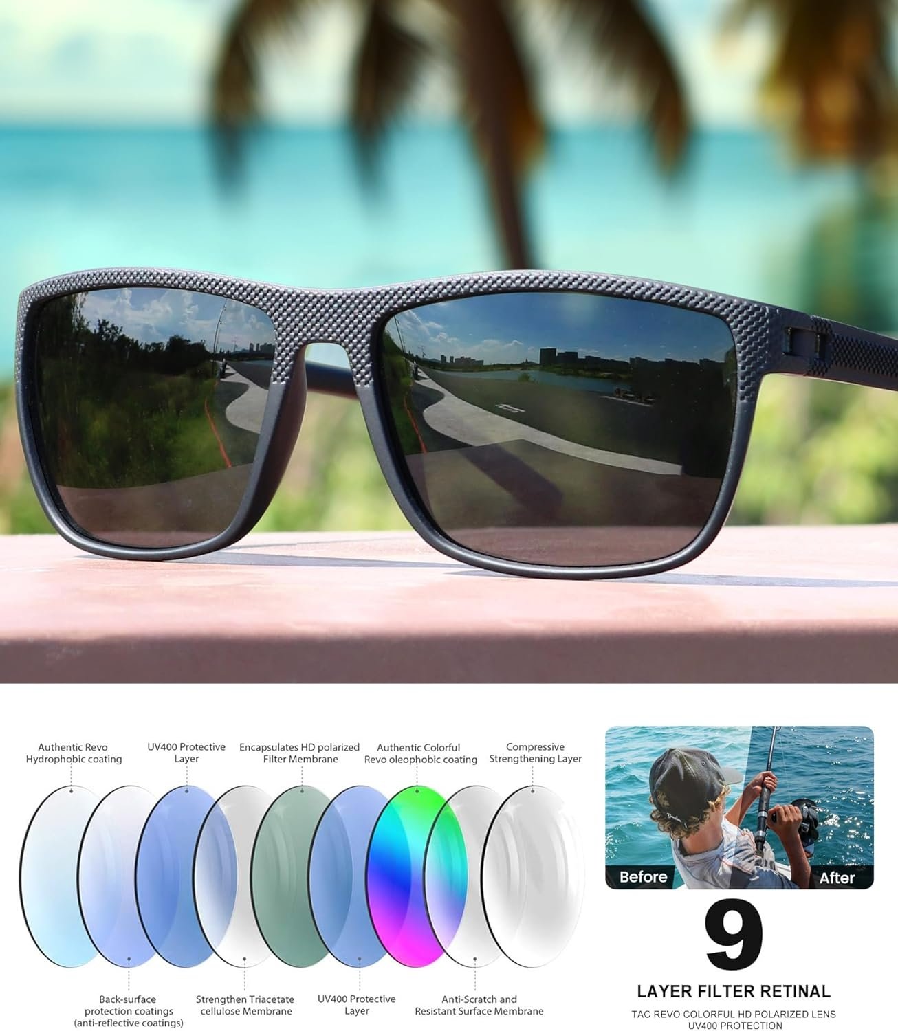 Sunglasses-Men Polarized Mens Sunglasses: Classic Women Sun Glasses UV Protection for Fishing Driving Golf