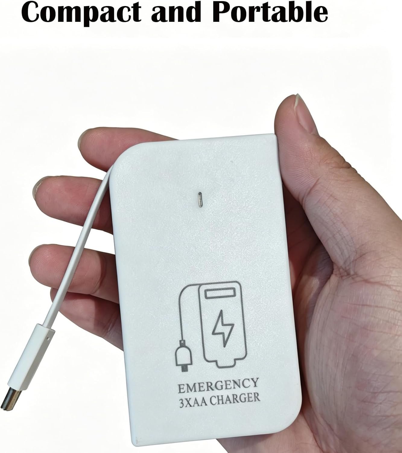 3 AA Battery Operated Phone Charger Emergency|USB Battery Powered Power Bank Portable Batteries Powered Outlet（White）