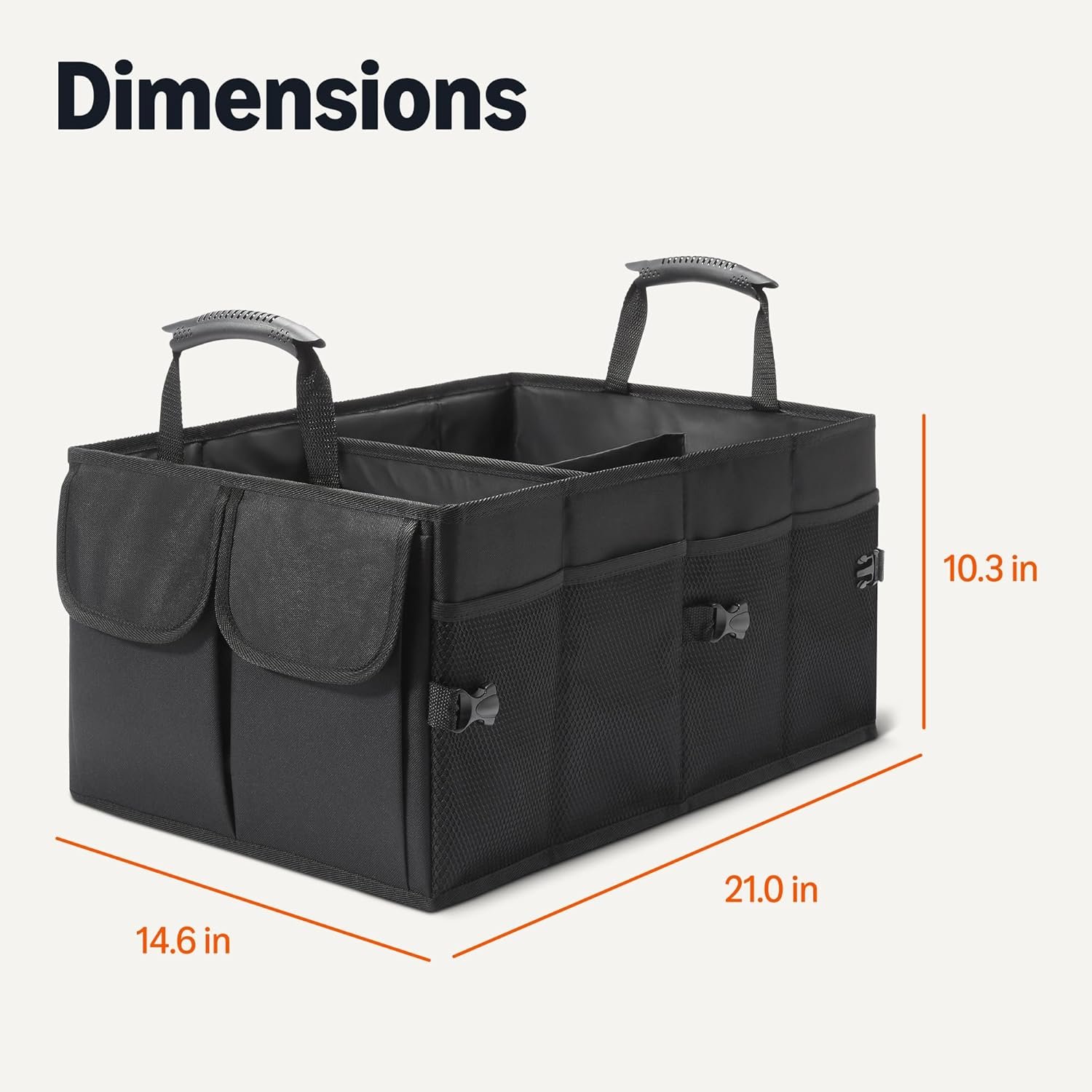 Amazon Basics Trunk Organizer for Car, Multi-Compartment Car Storage, Foldable, 13.5 Gallon, Black
