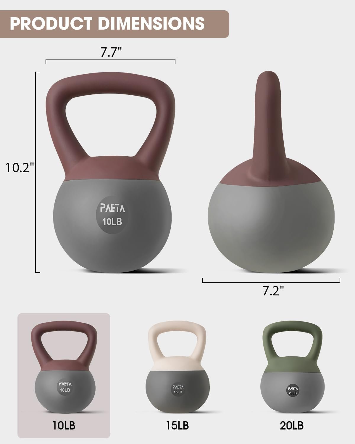PAETA Soft Kettlebell for Home Fitness – Anti-Slip Grip & Wide Handle Design,Soft Kettlebell Set, Gentle Floor-Friendly Impact – 10lbs, 15lbs, 21lbs, for Home Functional Training