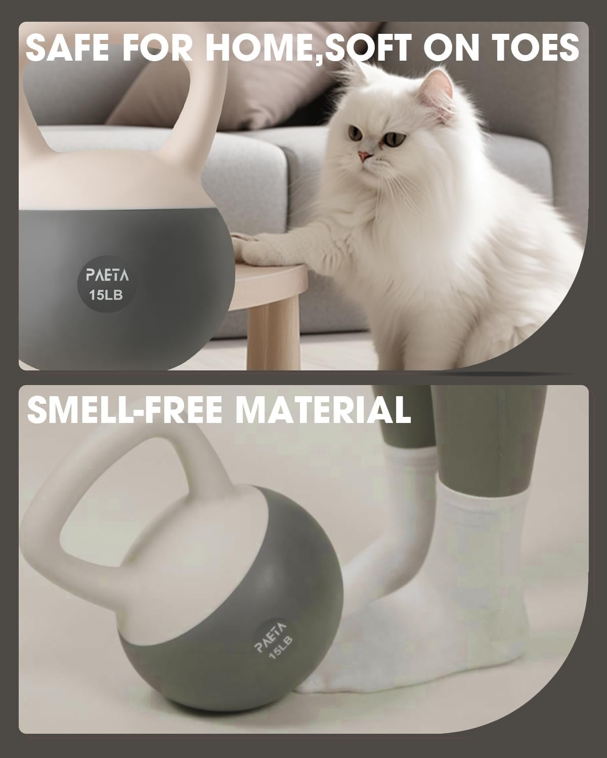 PAETA Soft Kettlebell for Home Fitness – Anti-Slip Grip & Wide Handle Design,Soft Kettlebell Set, Gentle Floor-Friendly Impact – 10lbs, 15lbs, 21lbs, for Home Functional Training