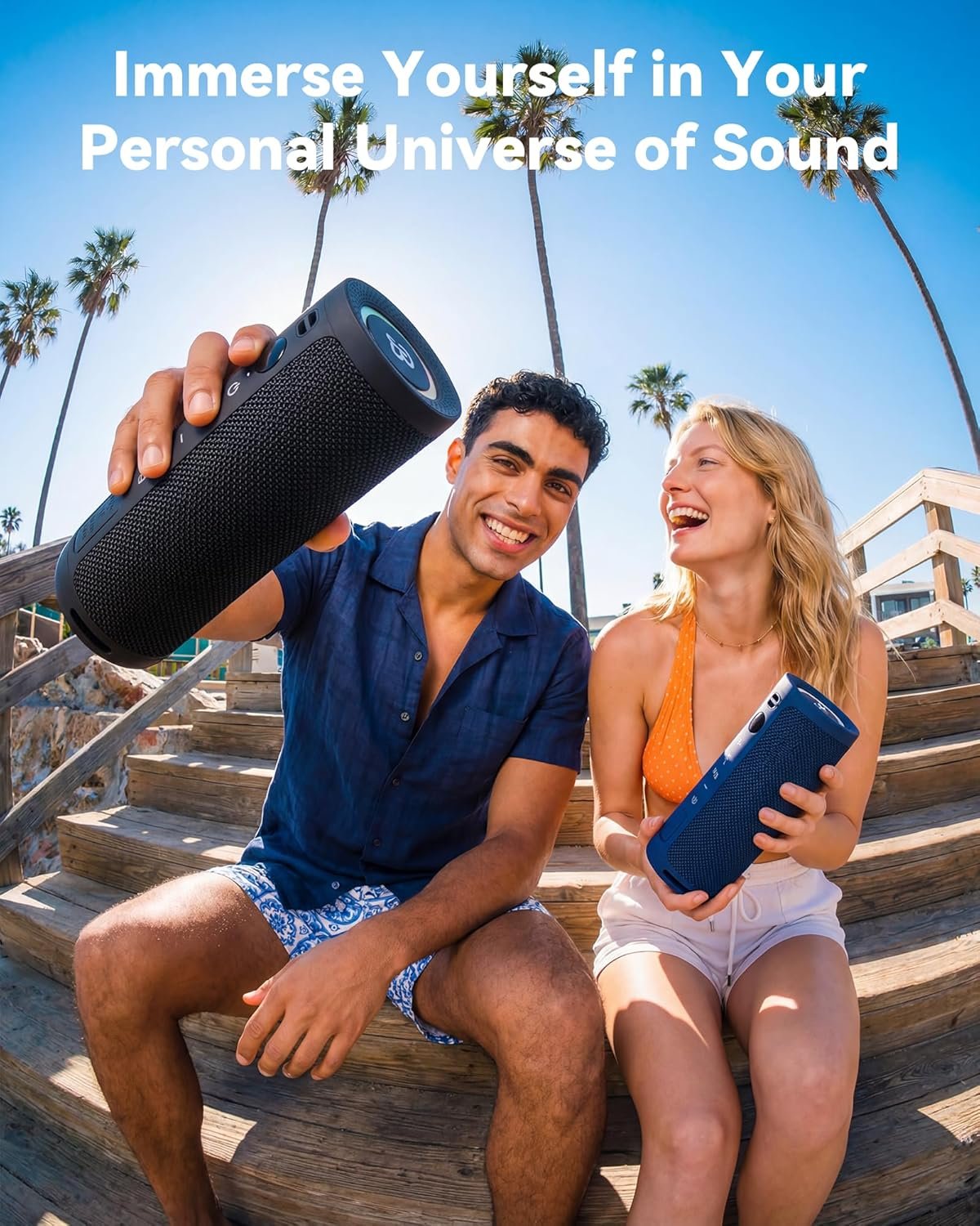 BassBloom Roar 3 Portable Bluetooth Speaker,20W Powerful Sound with JIKE Bass,IPX6 Waterproof,24H Playtime,Bluetooth 5.4,RGB Lights,Wireless TWS Pairing,Outdoor for Camping and Beach (Black)