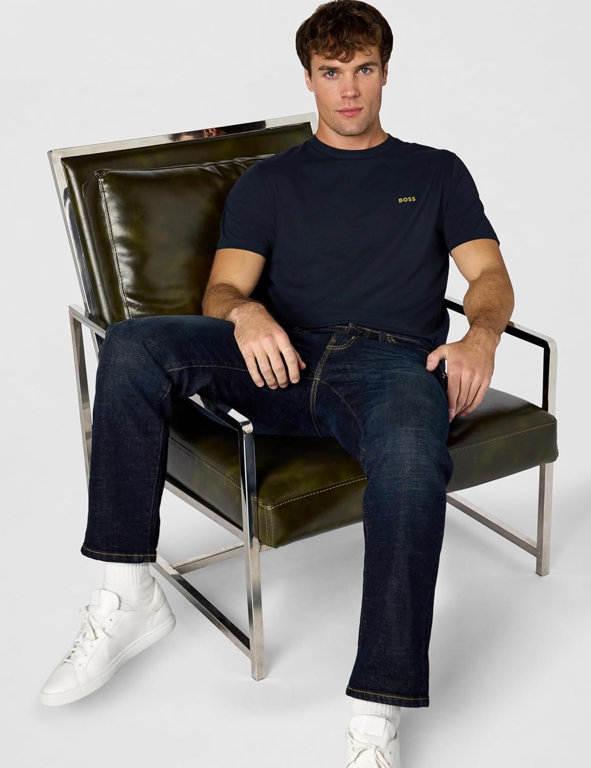 BOSS Men's Contrast Logo Cotton Stretch T-Shirt