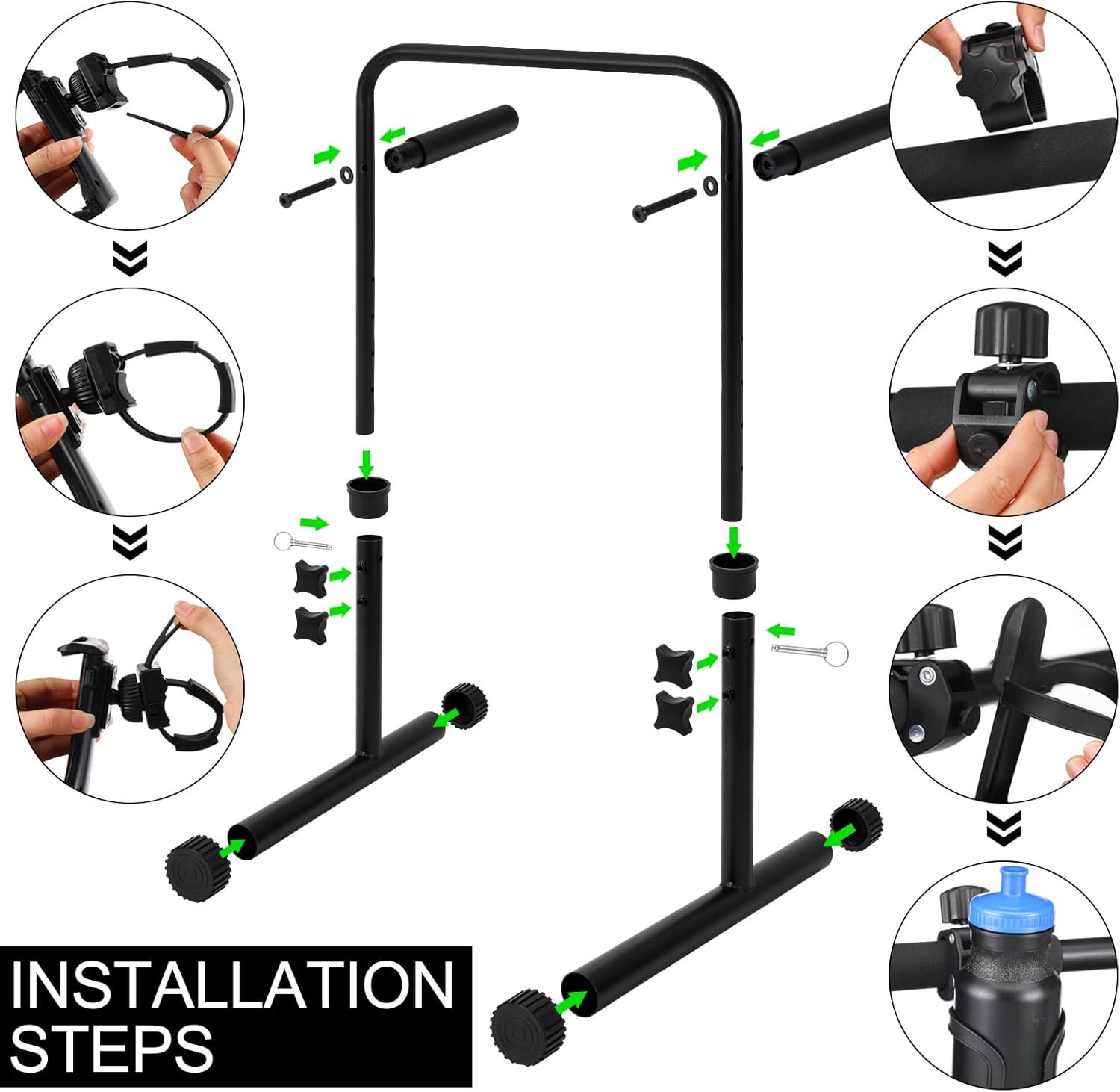 Leinuosen 24.4 Inch Walking Pad Handle Bar Only with Cup and Phone Holder Adjustable Treadmill Handrail Handlebar Increase Height from 38.58 to 47.24 Inch, Walking Pad Accessories