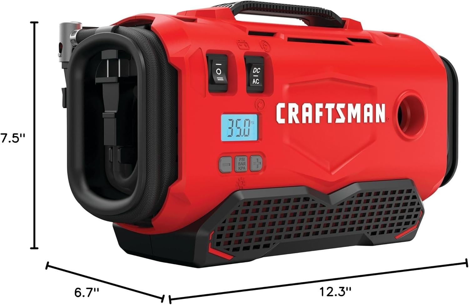 CRAFTSMAN V20 Tire Inflator Portable Air Compressor, Car Air Pump, 3 Modes Tire Pump: Cordless, 120V Corded, and 12V Car Adapter, Battery Sold Separately (CMCE520B)