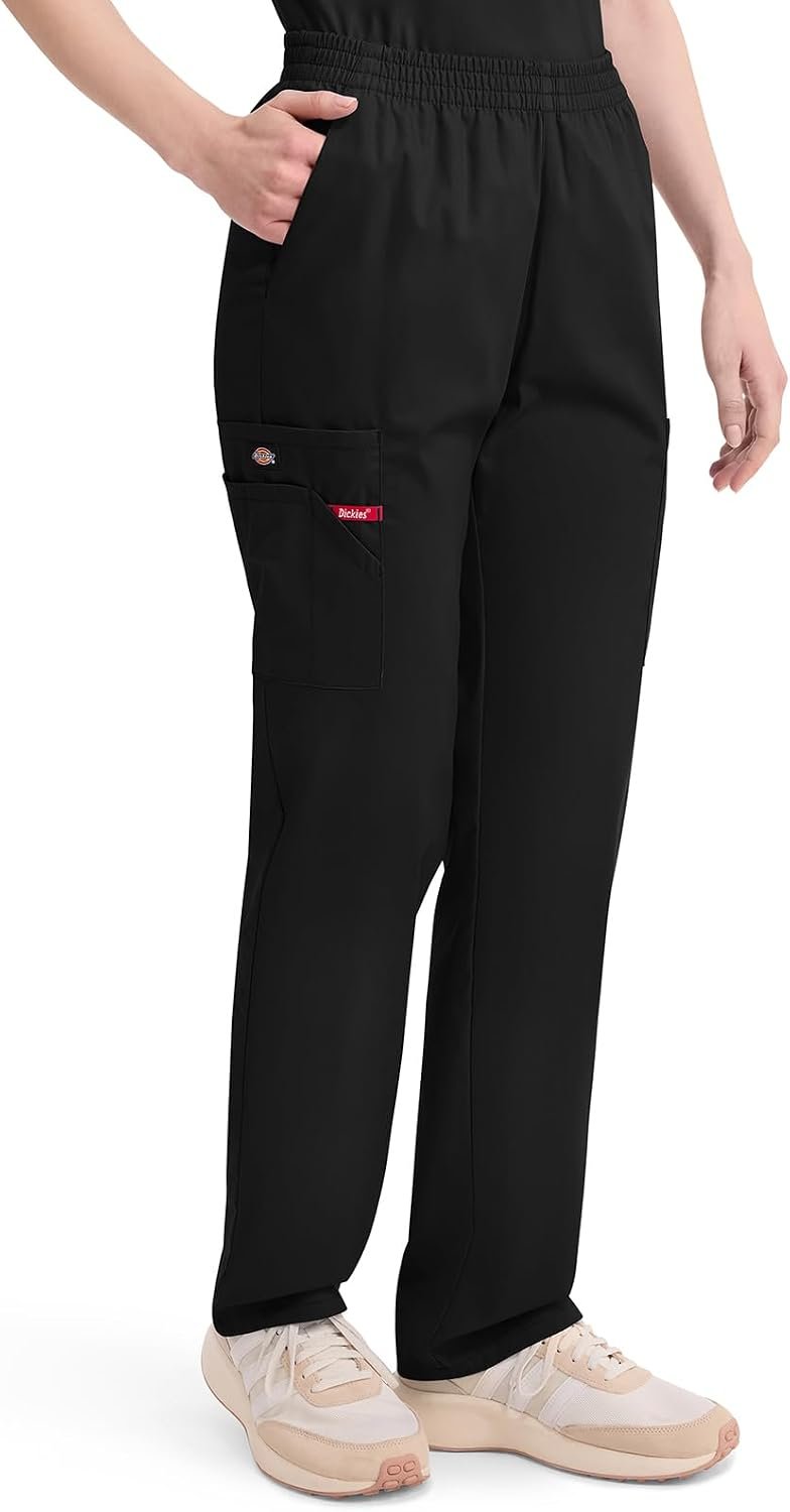 Dickies EDS Signature Scrubs for Women, Elastic Waist Pull-On Cargo Pants for Women in Soft Brushed Poplin - 86106