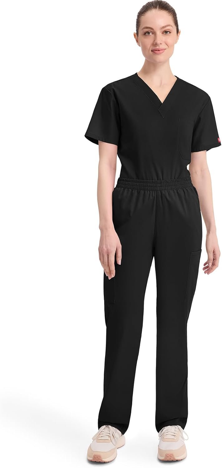 Dickies EDS Signature Scrubs for Women, Elastic Waist Pull-On Cargo Pants for Women in Soft Brushed Poplin - 86106