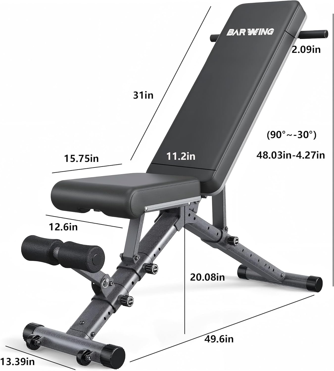 BARWING Adjustable Weight Bench Workout Bench, 1000/1300 LBS Heavy Duty Incline Decline Bench for Home Gym, Easy Assembly Foldable Training Lifting Bench