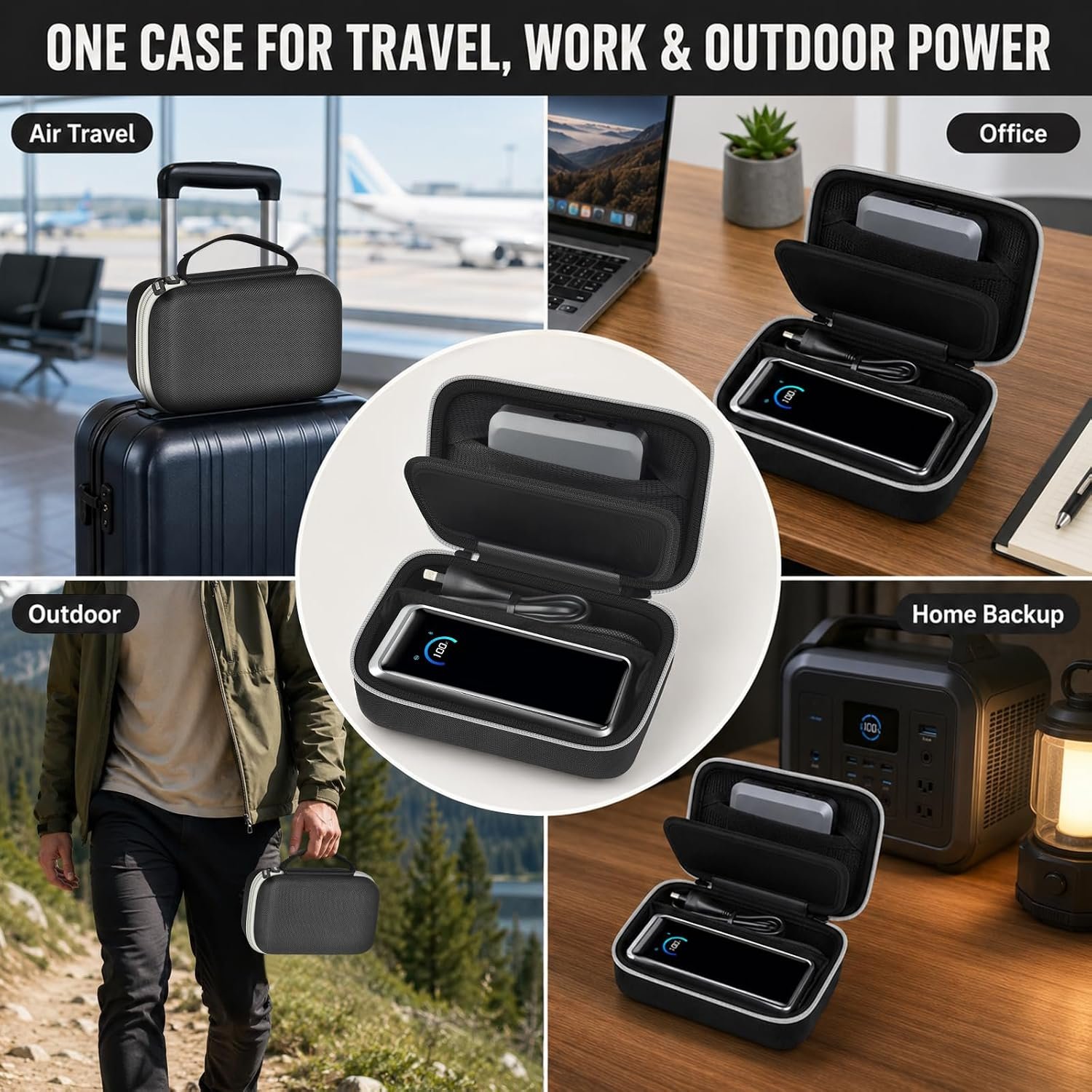 Power Bank Case Compatible with Anker Prime Power Bank 26250 (300w)/ 27650/ 25000/ 24000mAh(737) Power Banks, Storage Organizer for 100W Charging Base, Cable for Business Travel Outdoor Use (Box Only)