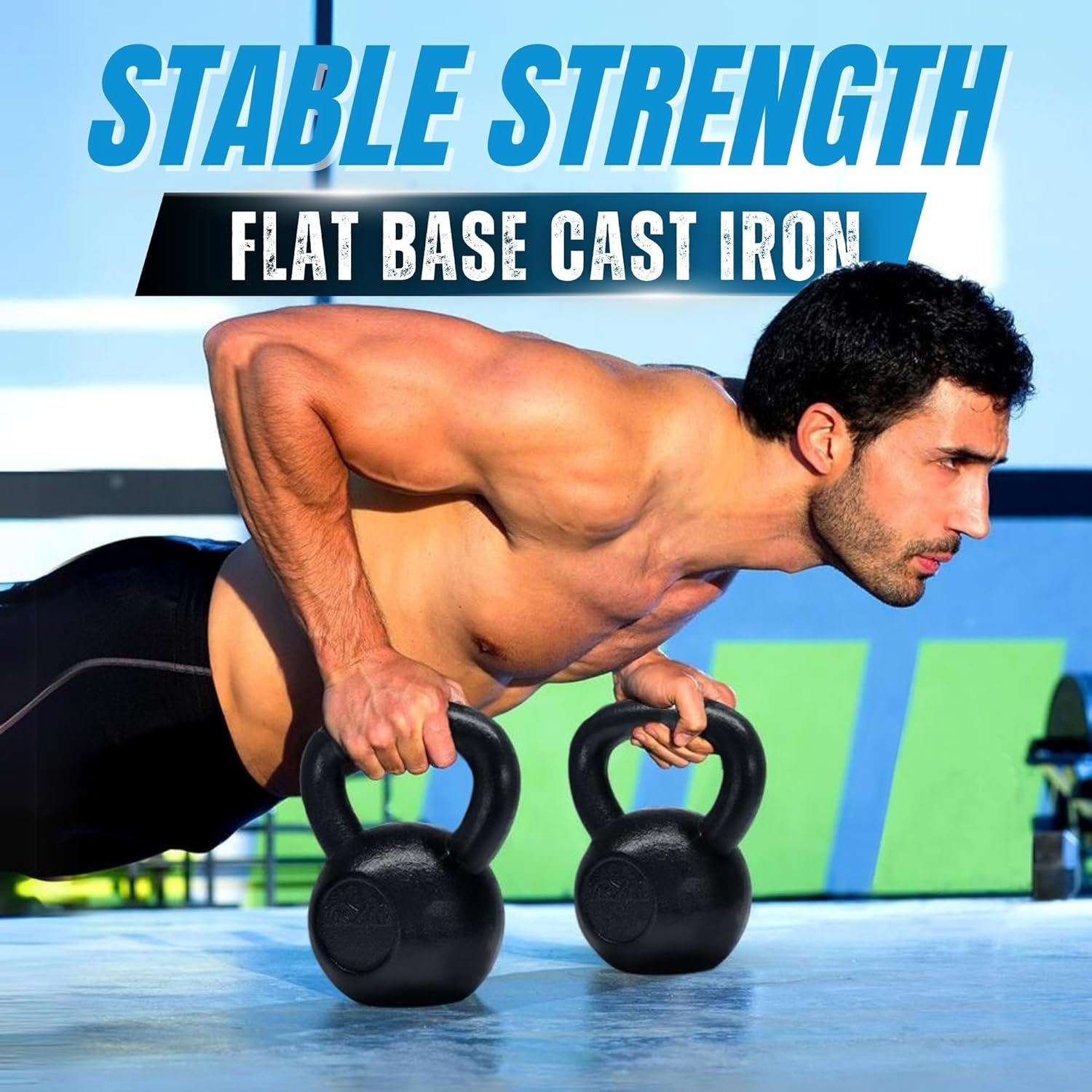 Yes4All Kettlebell Sets, 5 - 10 - 15 - 20 - 25 - 30 LB Cast Iron Strength Training Kettlebells, Wide Handles & Flat Bottom, Multi-Level from Beginners to Pros for Strength Training & Home Gym
