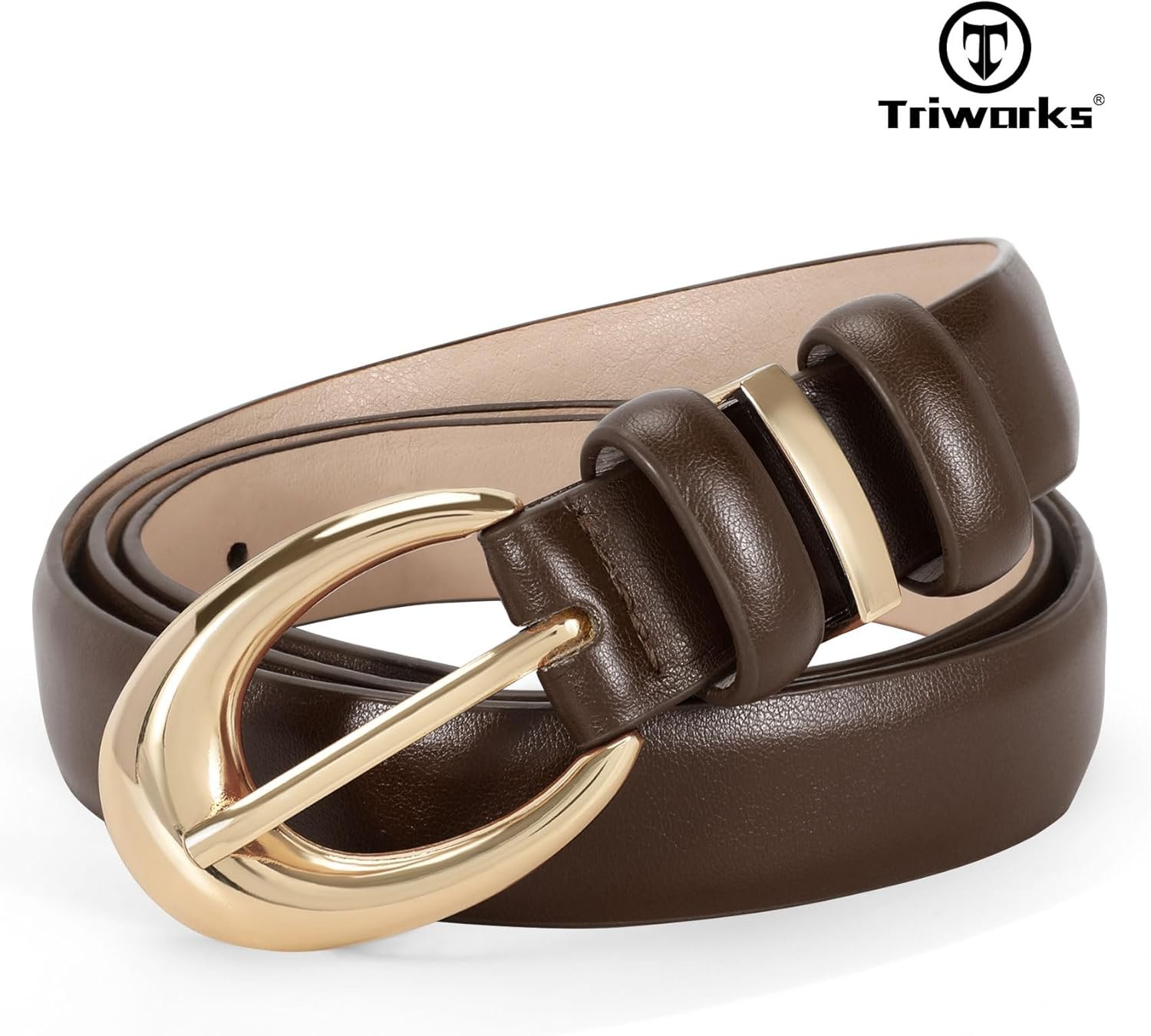 TRIWORKS 3 Pack Women Leather Belt for Jeans Pants Fashion Ladies Faux Leather Belt with Gold Buckle