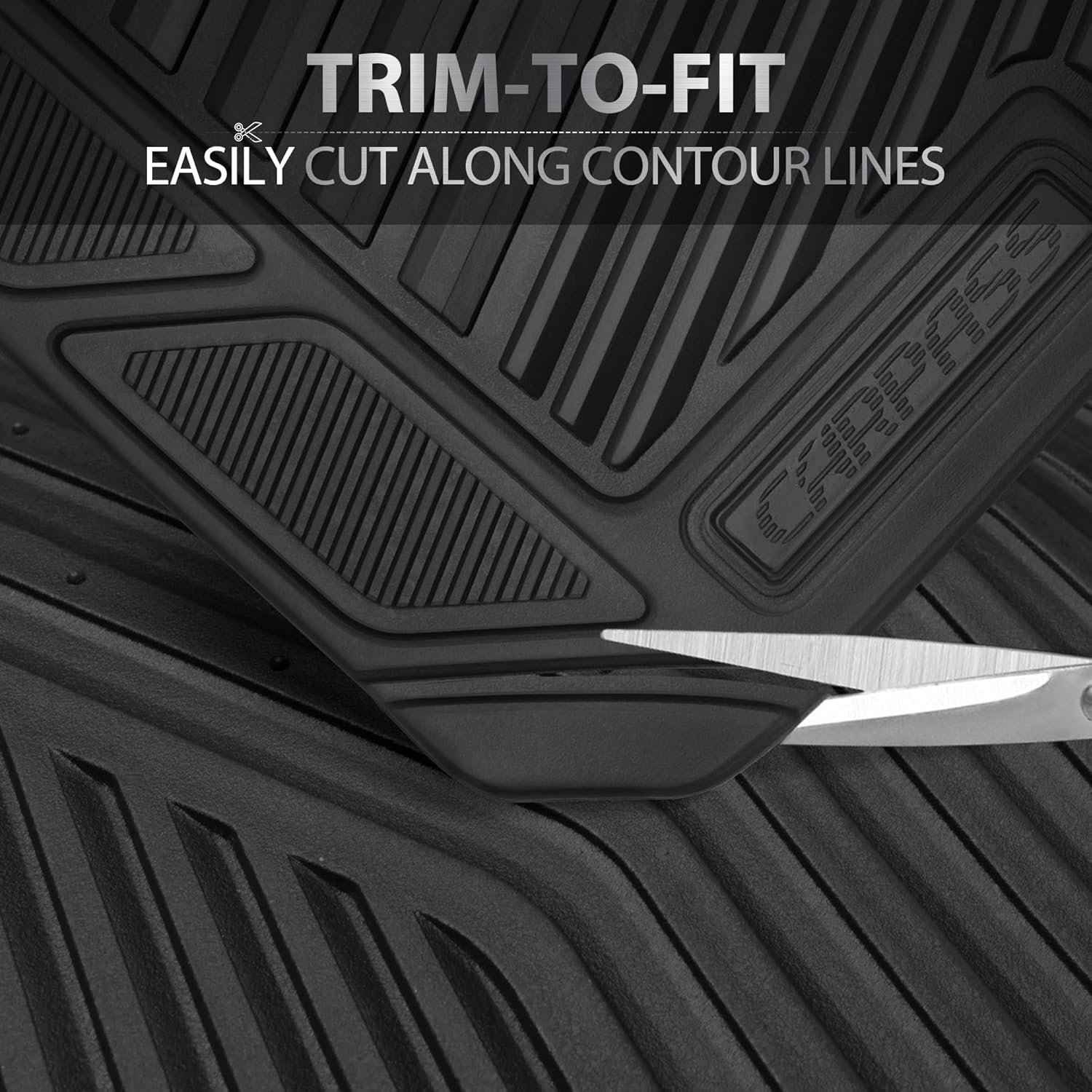 CAR PASS Rubber Car Mats, Waterproof Car Floor Mats All Weather,Car Mat Full Set 3 Piece, Automotive Floor Mat Trim to Fit for Cars Sedans SUVs Trucks, Anti-Slip Easy Clean, All Black