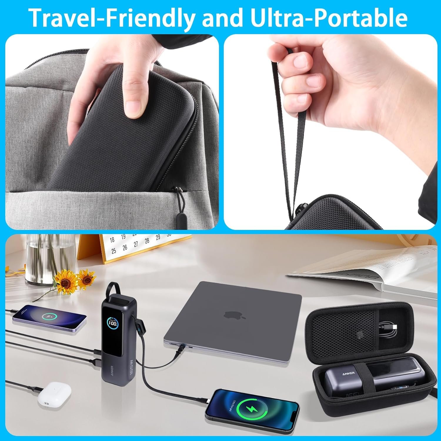 co2CREA for Anker 25,000mAh Laptop Power Bank, Hard Travel Case Compatible with Anker Zolo A1695 Power Bank 25K 165W, Case Only (Black Case)