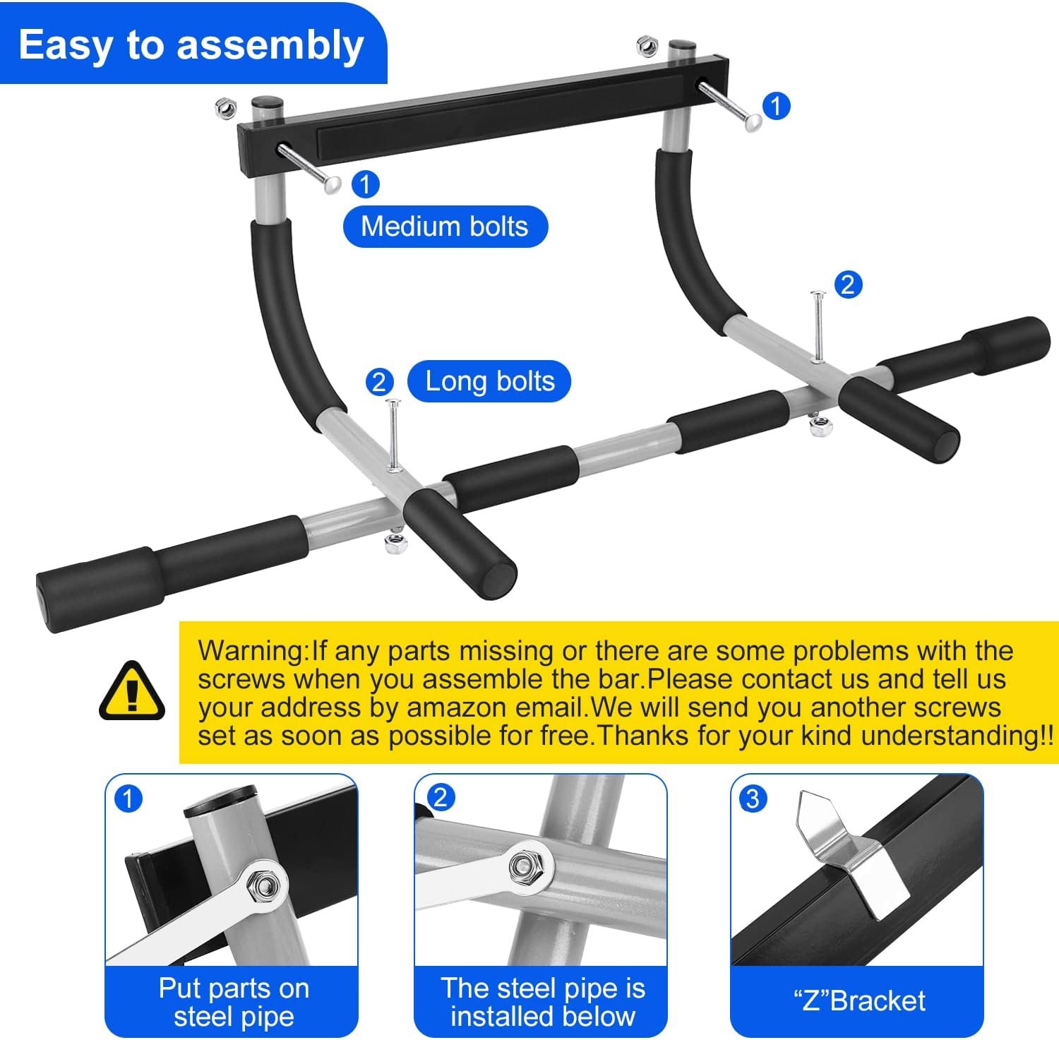 MOMODA Doorway Pull Up Bar, Home Gym Fitness Chin-Up Bar for Door Frame