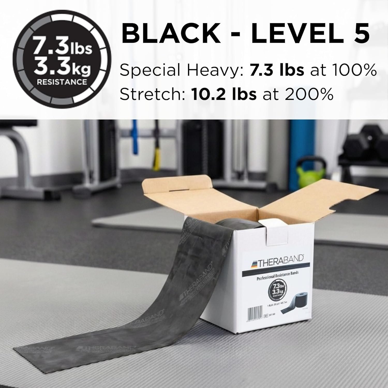 THERABAND Resistance Band, Black, Special Heavy, 50-Yard Roll, Latex, Elastic Band for Exercise, Physical Therapy, Yoga, Pilates, Stretching, Home Workouts, Cut-to-Length, Color-Coded Levels