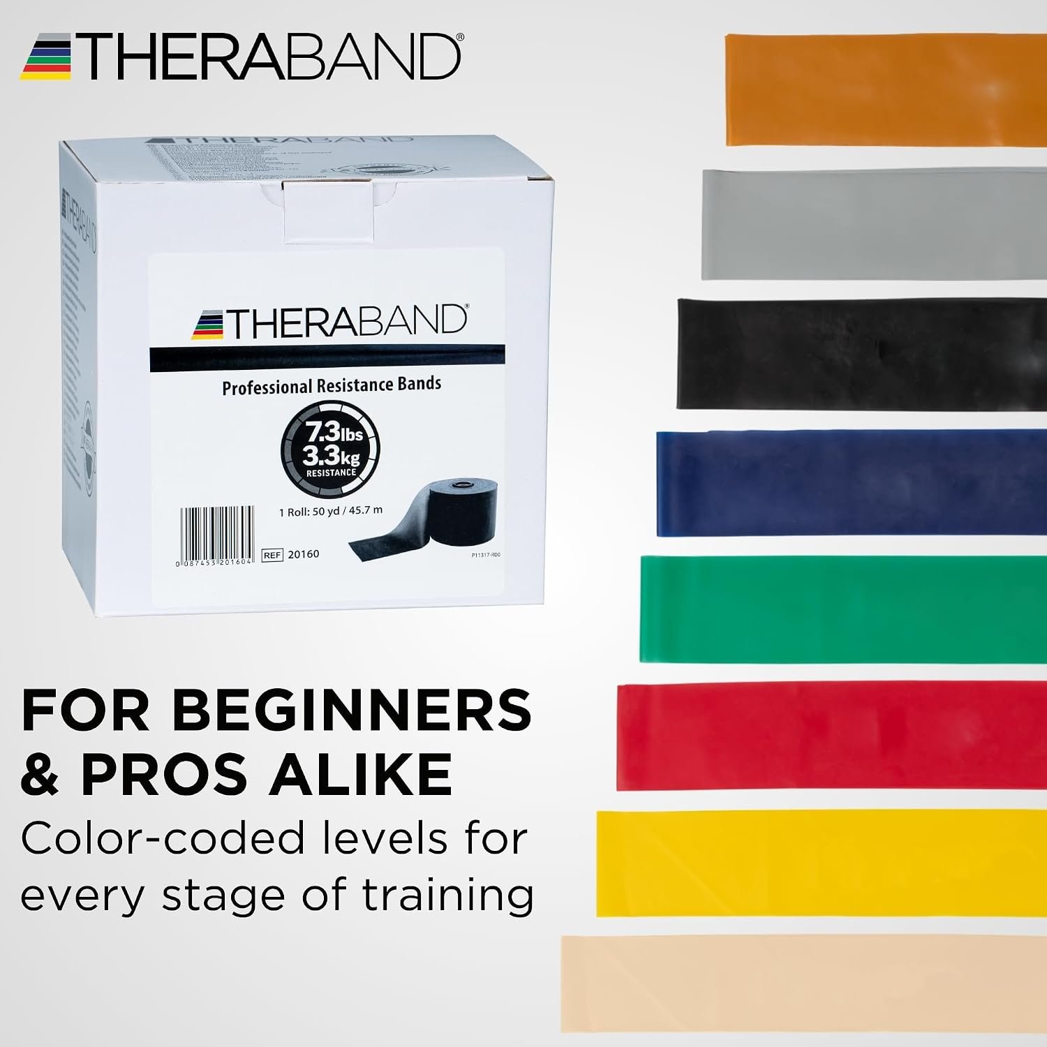 THERABAND Resistance Band, Black, Special Heavy, 50-Yard Roll, Latex, Elastic Band for Exercise, Physical Therapy, Yoga, Pilates, Stretching, Home Workouts, Cut-to-Length, Color-Coded Levels