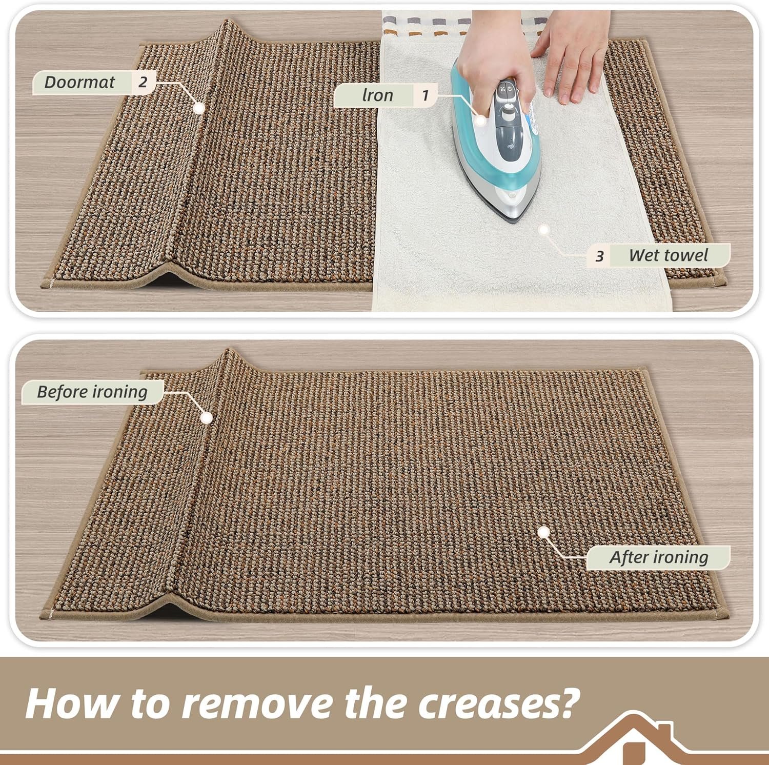 BEQHAUSE Dirt Trapper Door Mat 20" x 32", Non-Slip Washable Doormats Entrance Mat, Dirt Resistant and Absorbent Welcome Mat, Low Profile Floor Mats for Front Back Door and Entryway, Beige