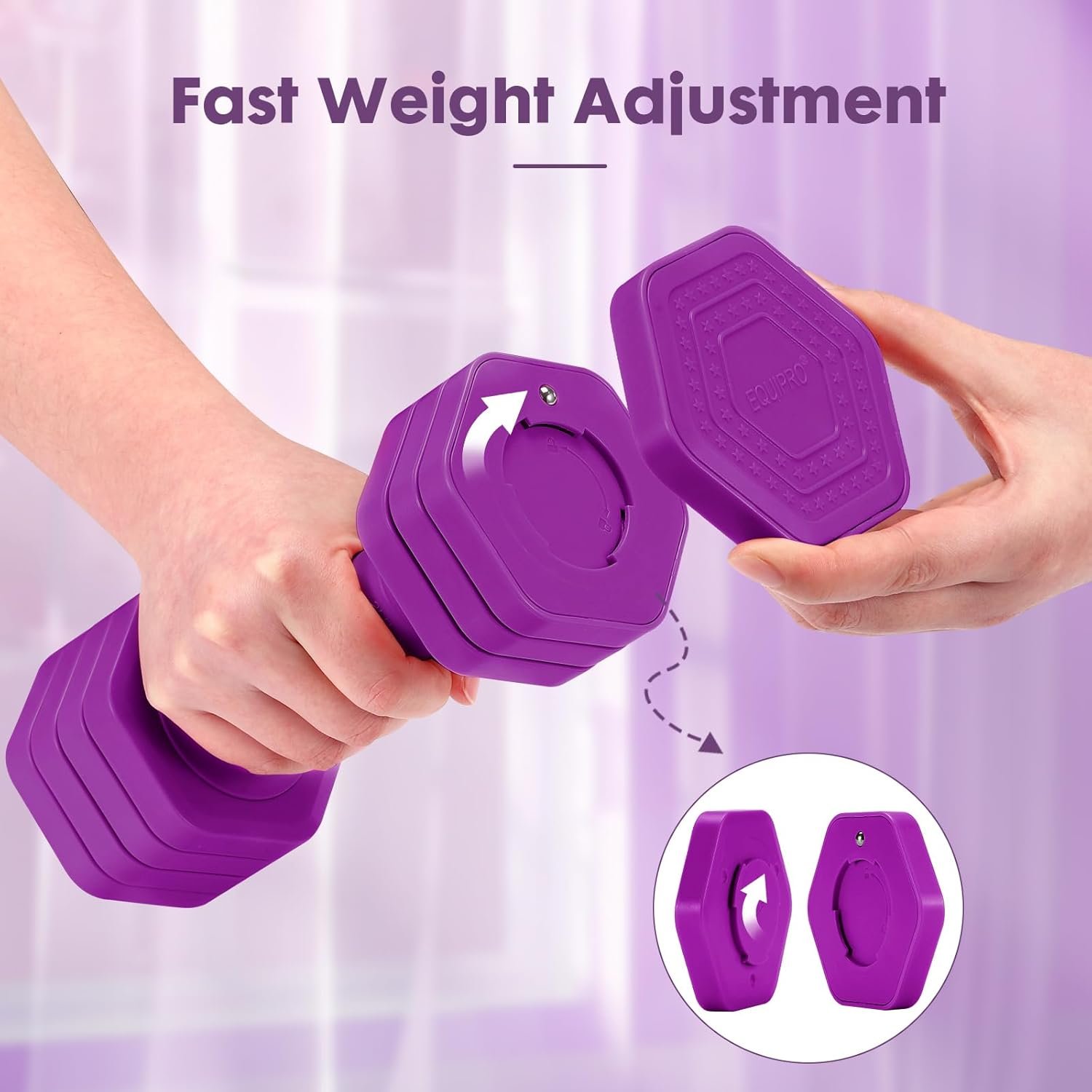 EQUIPRO Adjustable Dumbbell Set, 4 in 1 Free Weights Dumbbells Set for Women, Weights for Women at Home, 2lb 3lb 4lb 5lb with TPU Soft Rubber Handle for Home Gym Exercise Training