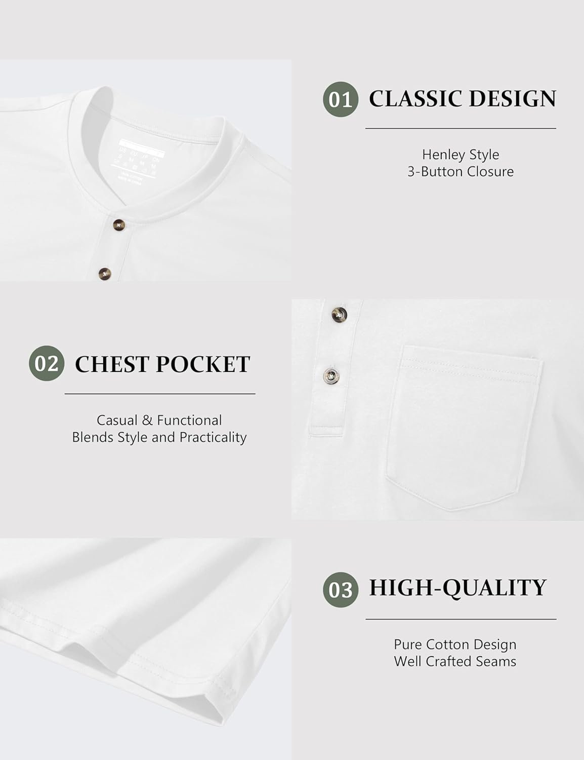 MAGCOMSEN Men's Henley Short Sleeve Shirt Cotton Lightweight Tee Shirts Casual Summer Basic Tees with Pocket