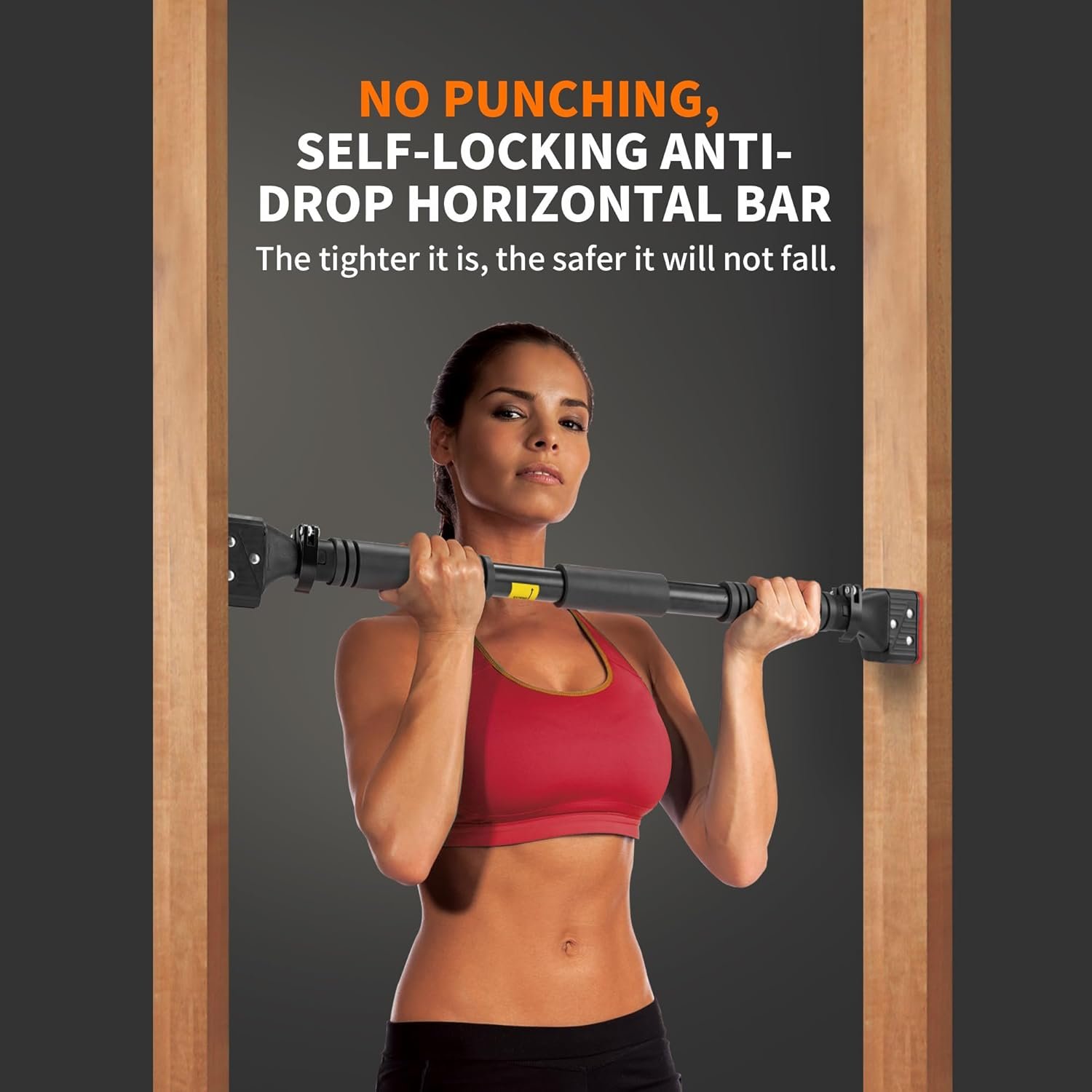 leikefitness Pull-Up Bar For Door Frame Chin Up Bar Upper Body Workout 28.3"- 37.8" Adjustable Portable Training Pull-Up Bars without Screw - Adjustable Width Locking Mechanism