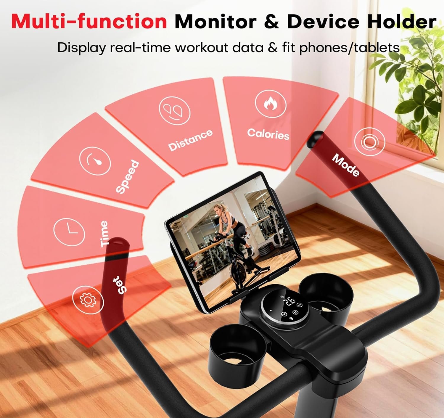 Exercise Bike, CHAOKE Quiet Adjustable Magnetic Resistance Stationary Bike for Home Cardio with App Compatible, 350LB Weight Capacity Indoor Cycling Bike with Comfortable Seat & Digital Display