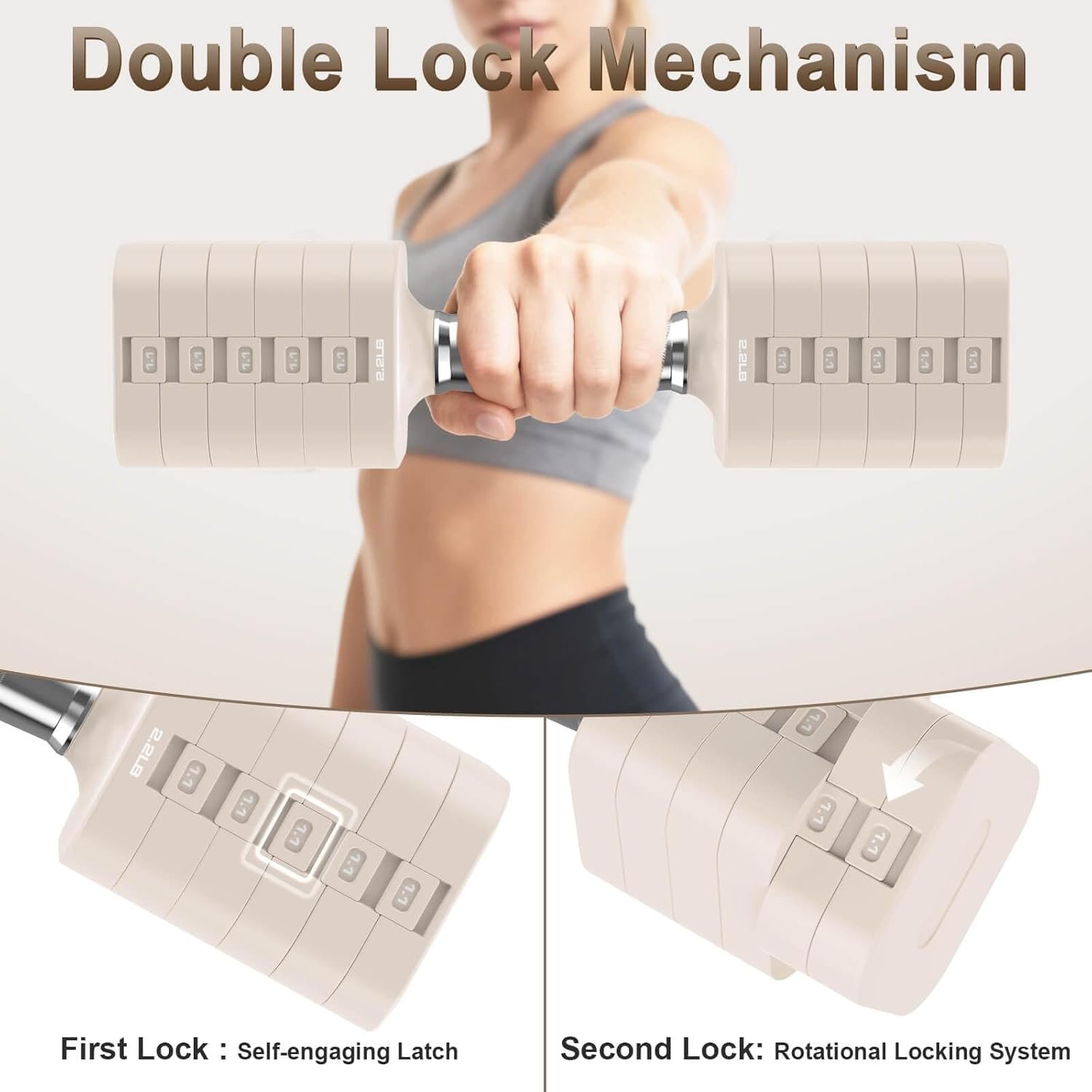 Hezeyferg 30.8LB Adjustable Dumbbell Set, Each Adjustable Weight Dumbbell with 6 Levels 4.4/6.6/8.8/11/13.2/15.4lb, Hand Weights Set for Men/Women Home Gym Exercise Workout