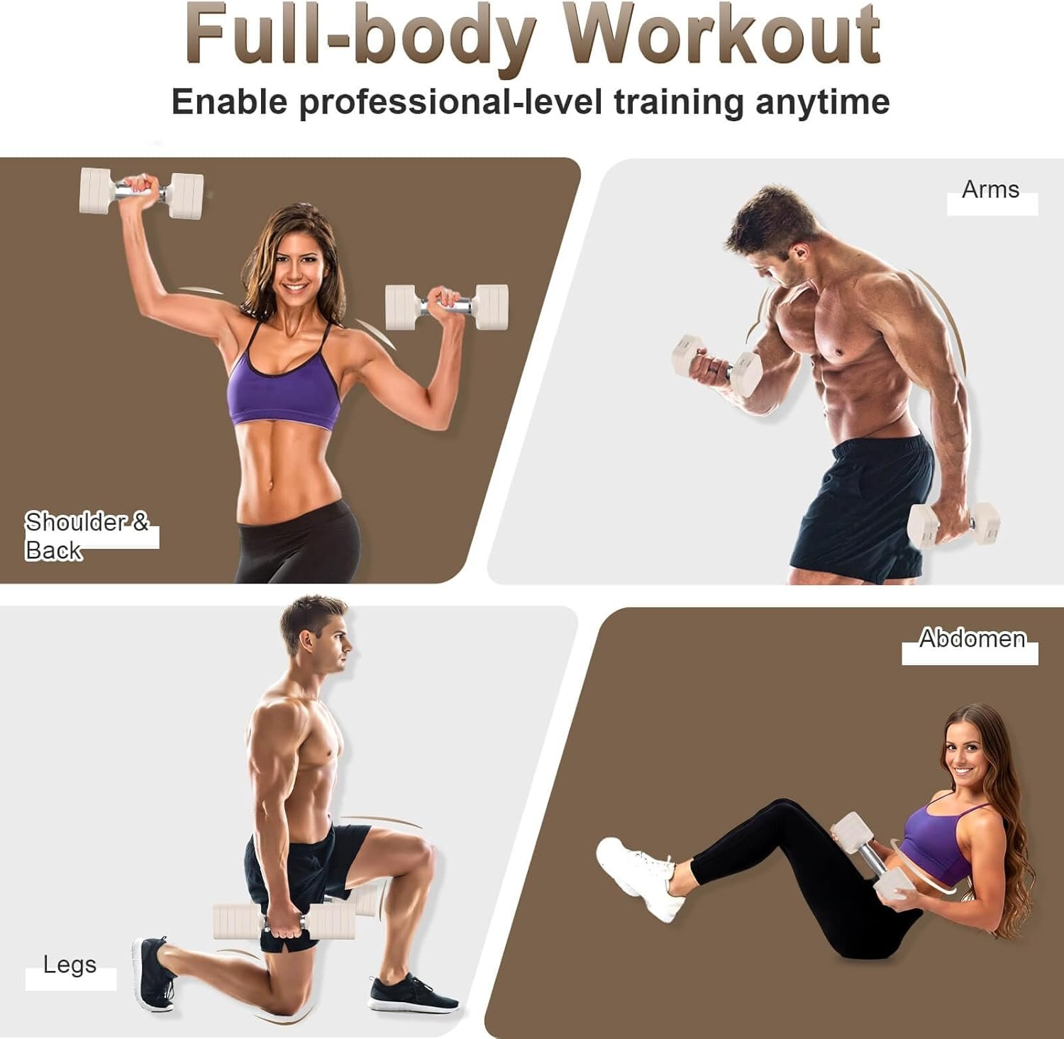 Hezeyferg 30.8LB Adjustable Dumbbell Set, Each Adjustable Weight Dumbbell with 6 Levels 4.4/6.6/8.8/11/13.2/15.4lb, Hand Weights Set for Men/Women Home Gym Exercise Workout