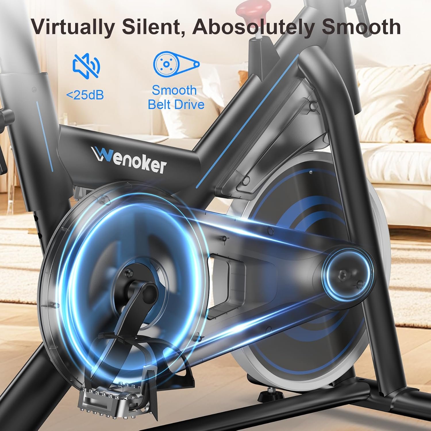 Exercise Bike – 350LB Magnetic Resistance Stationary Bike, Silent Indoor Cycling Bike with App Sync, Adjustable Seat, LCD Monitor, Smooth & Quiet for Cardio Workout