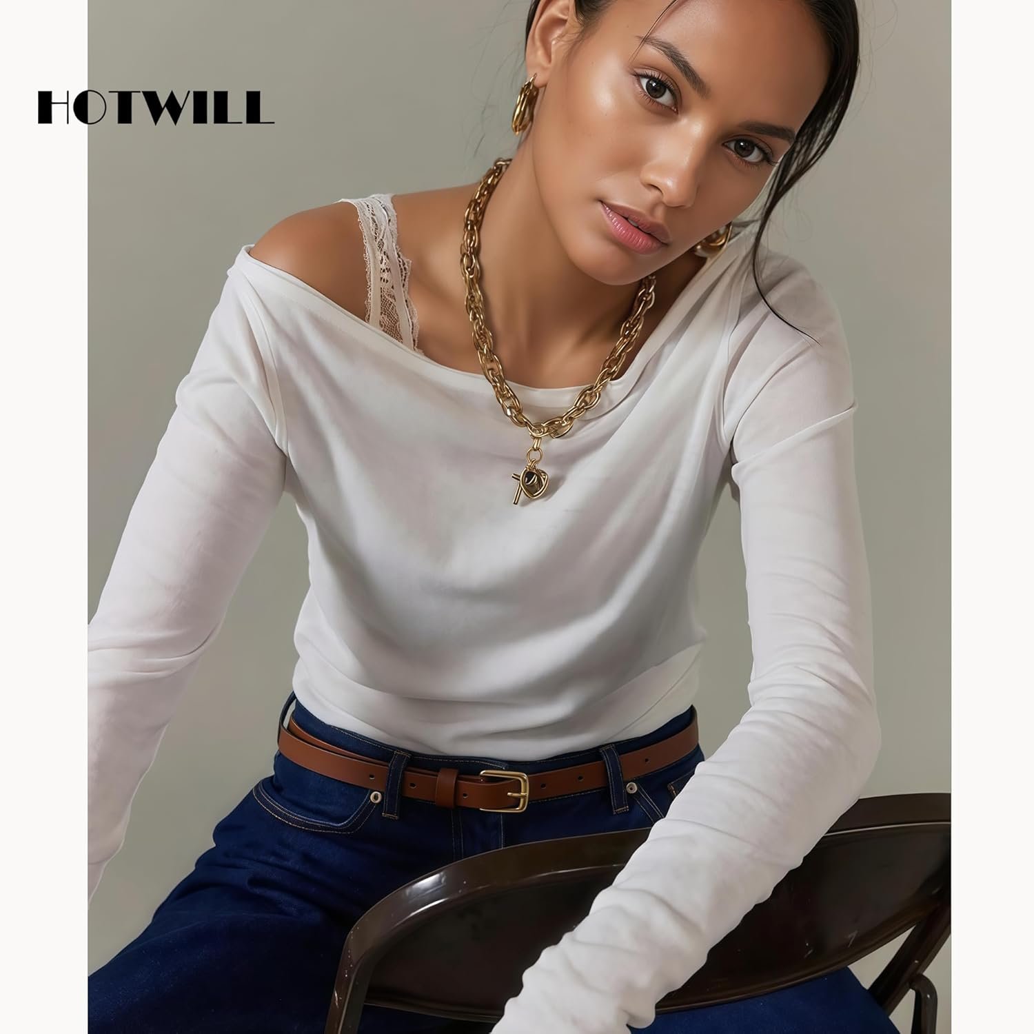 HOTWILL 4 Pack Women Skinny Belts for Jeans Dress Thin Waist Belt for Ladies