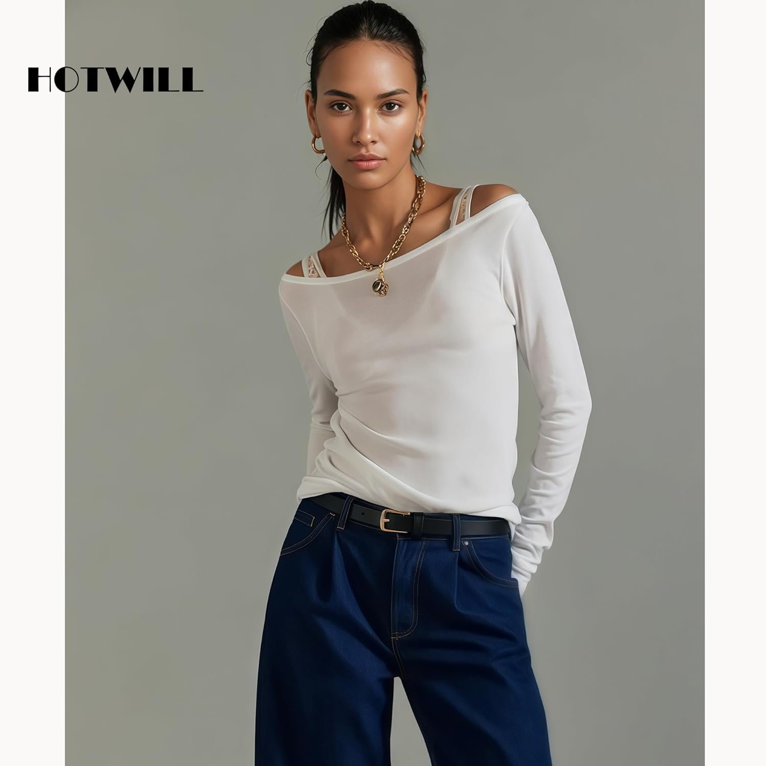 HOTWILL 4 Pack Women Skinny Belts for Jeans Dress Thin Waist Belt for Ladies