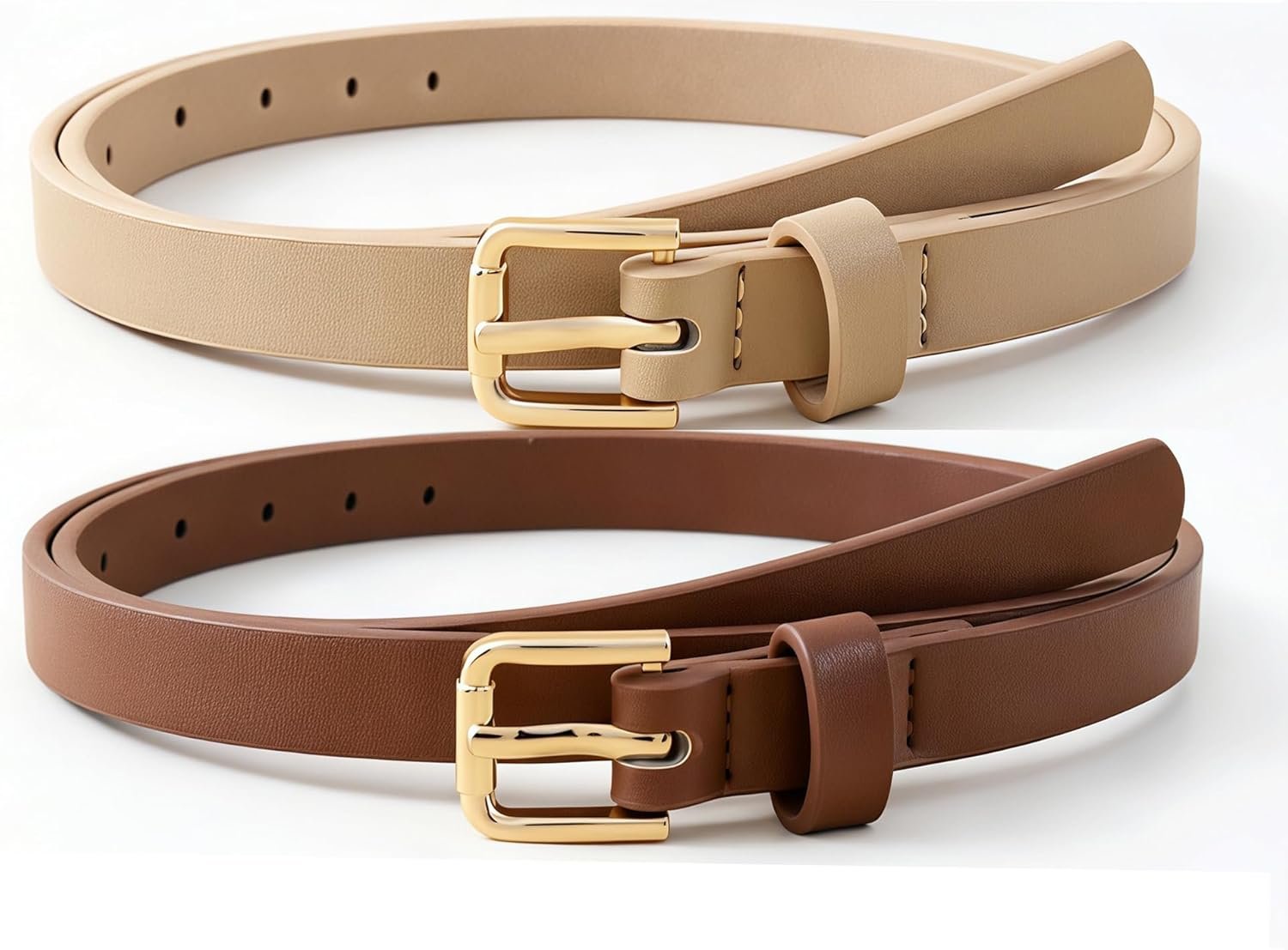 HOTWILL 4 Pack Women Skinny Belts for Jeans Dress Thin Waist Belt for Ladies