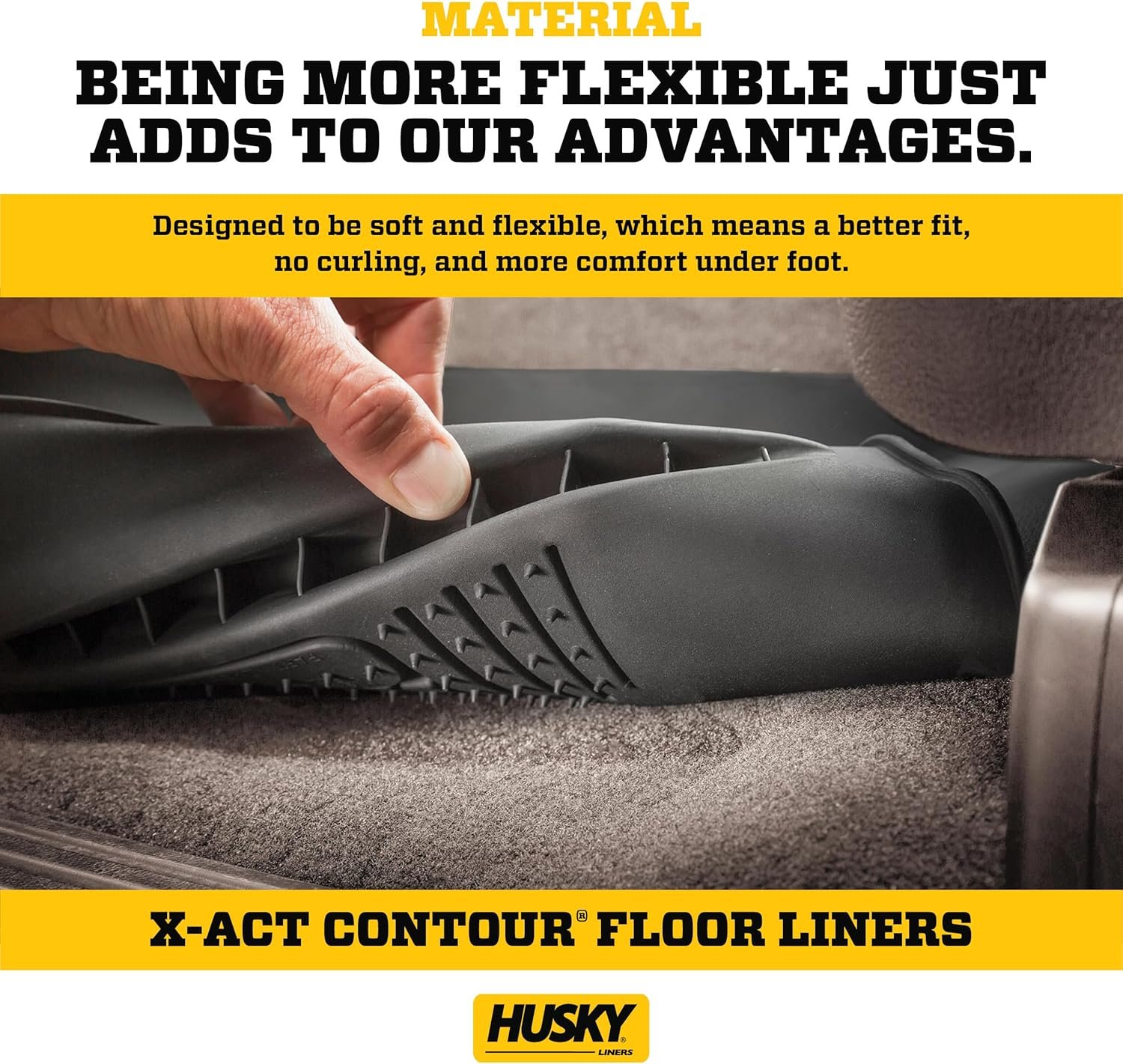 Husky Liners X-act Contour Floor Mats | Fits 2019-2026 Chevrolet Silverado & GMC Sierra 1500 & 2020-2026 Silv./Sierra 2500/3500 Crew CAB ONLY w/underseat strg | Front & 2nd Row, 3-pc Black - 54208