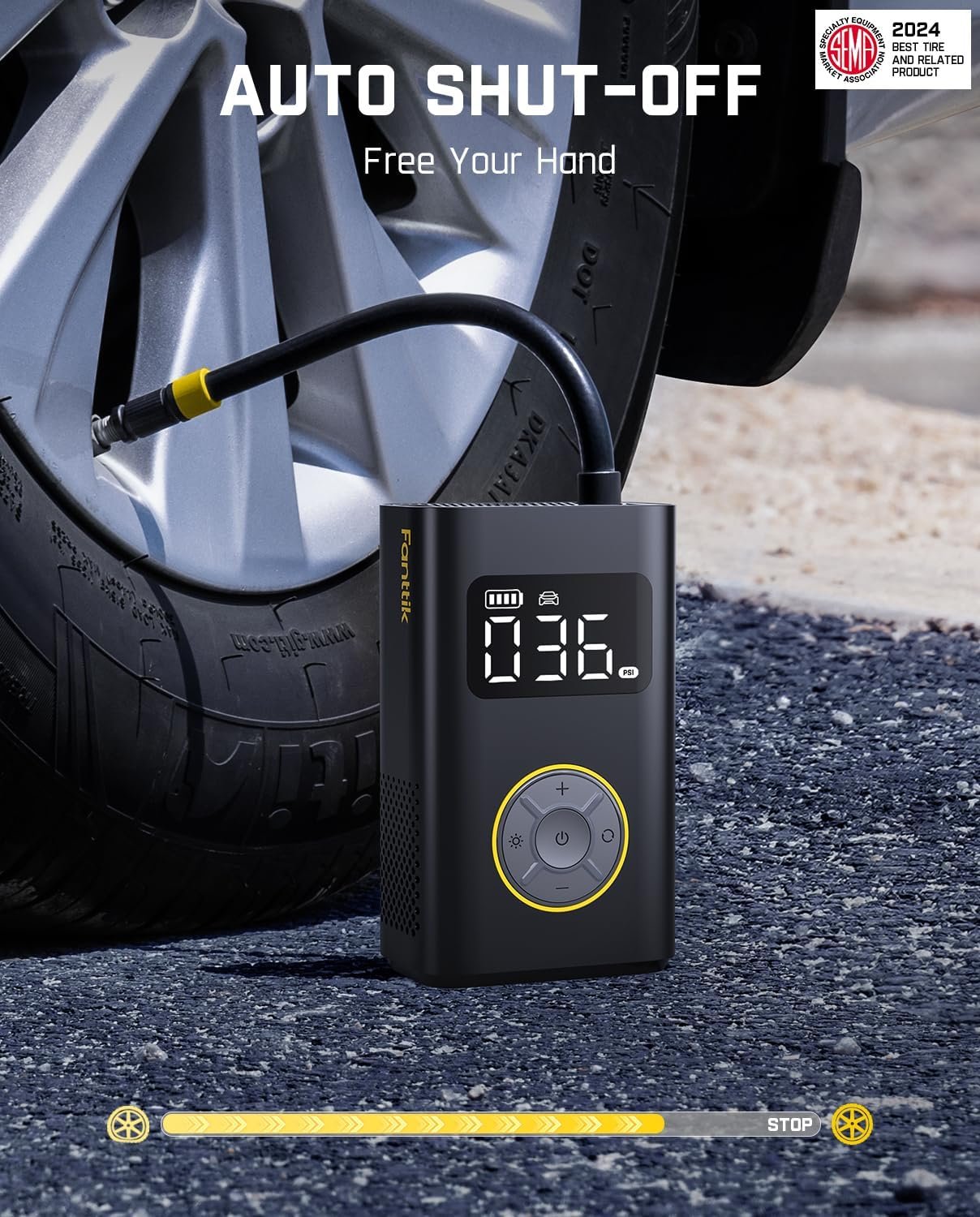 Fanttik X9 Pro Portable Tire Inflator for Compact Car, 1Min Fast Inflate Electric Bike Pump with Digital Tire Pressure Gauge, 150PSI Air Compressor for Electric Bikes, Motorcycle, Ball, Ideal for Dad