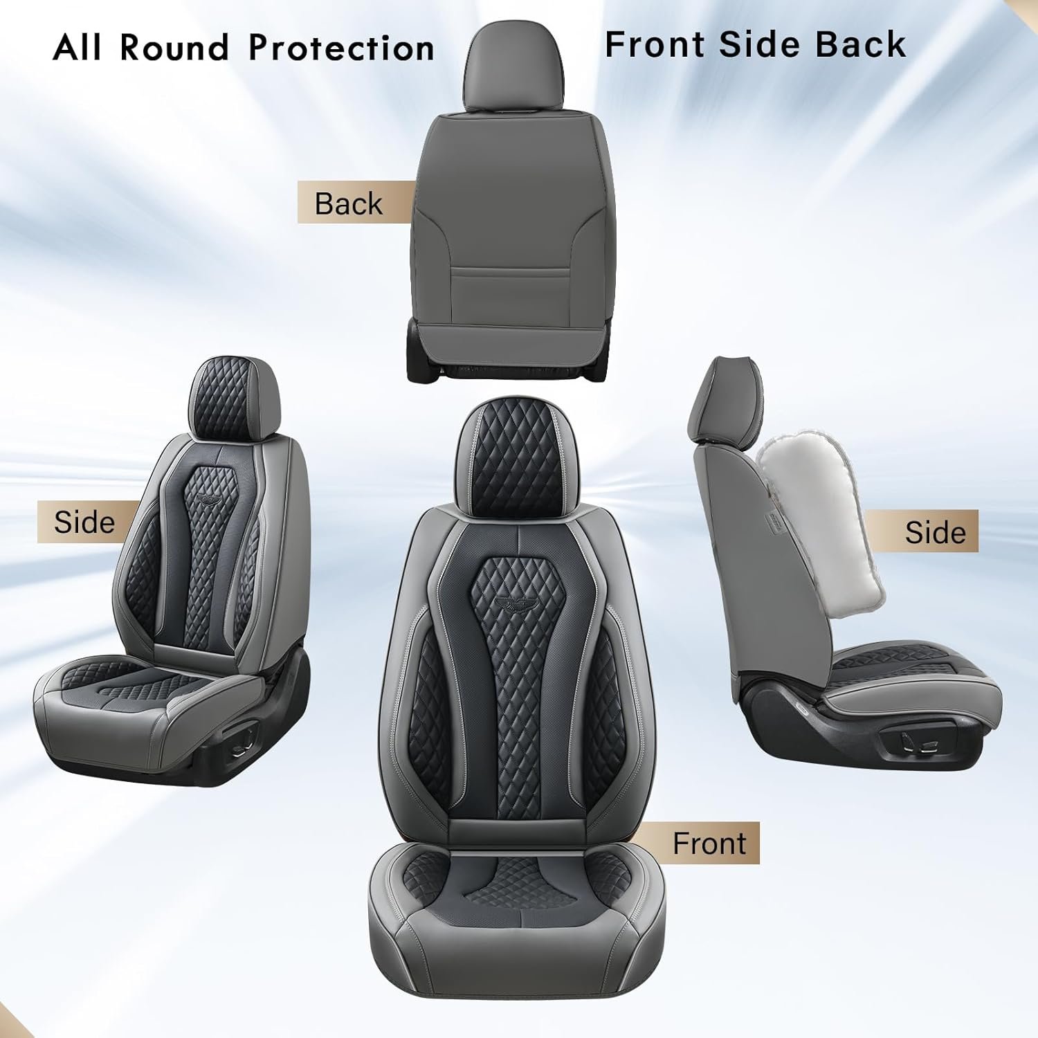 Coverado Car Seat Covers Full Set, Black Seat Covers, Automotive Car Seat Cover, Car Seat Cushion, Car Seat Covers Front Seats Back Seat Covers, Car Seat Protector Universal Fit Most Cars