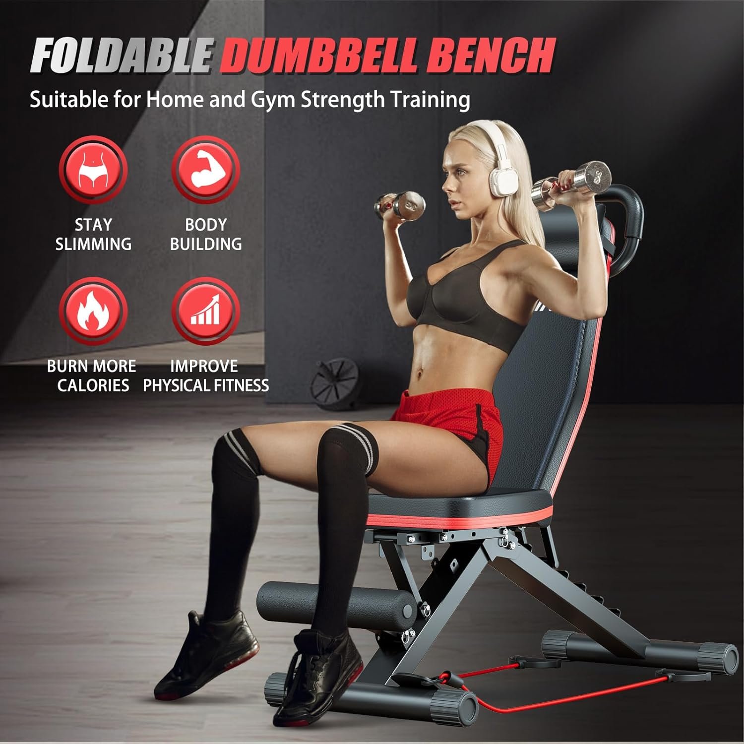 2026 ALSO GO New Adjustable Weight Bench, Workout Benches with Leg Extension, Foldable Incline Decline Bench Press, Roman Chair, Full Body Strength Training Equipment for Home Gym