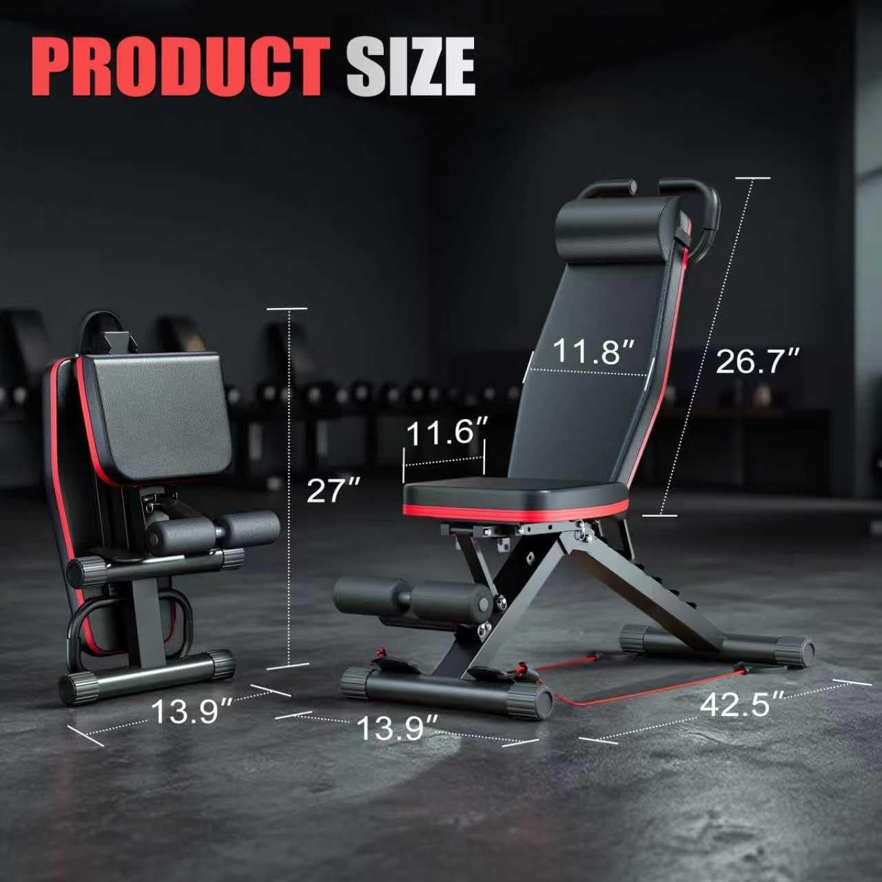 2026 ALSO GO New Adjustable Weight Bench, Workout Benches with Leg Extension, Foldable Incline Decline Bench Press, Roman Chair, Full Body Strength Training Equipment for Home Gym