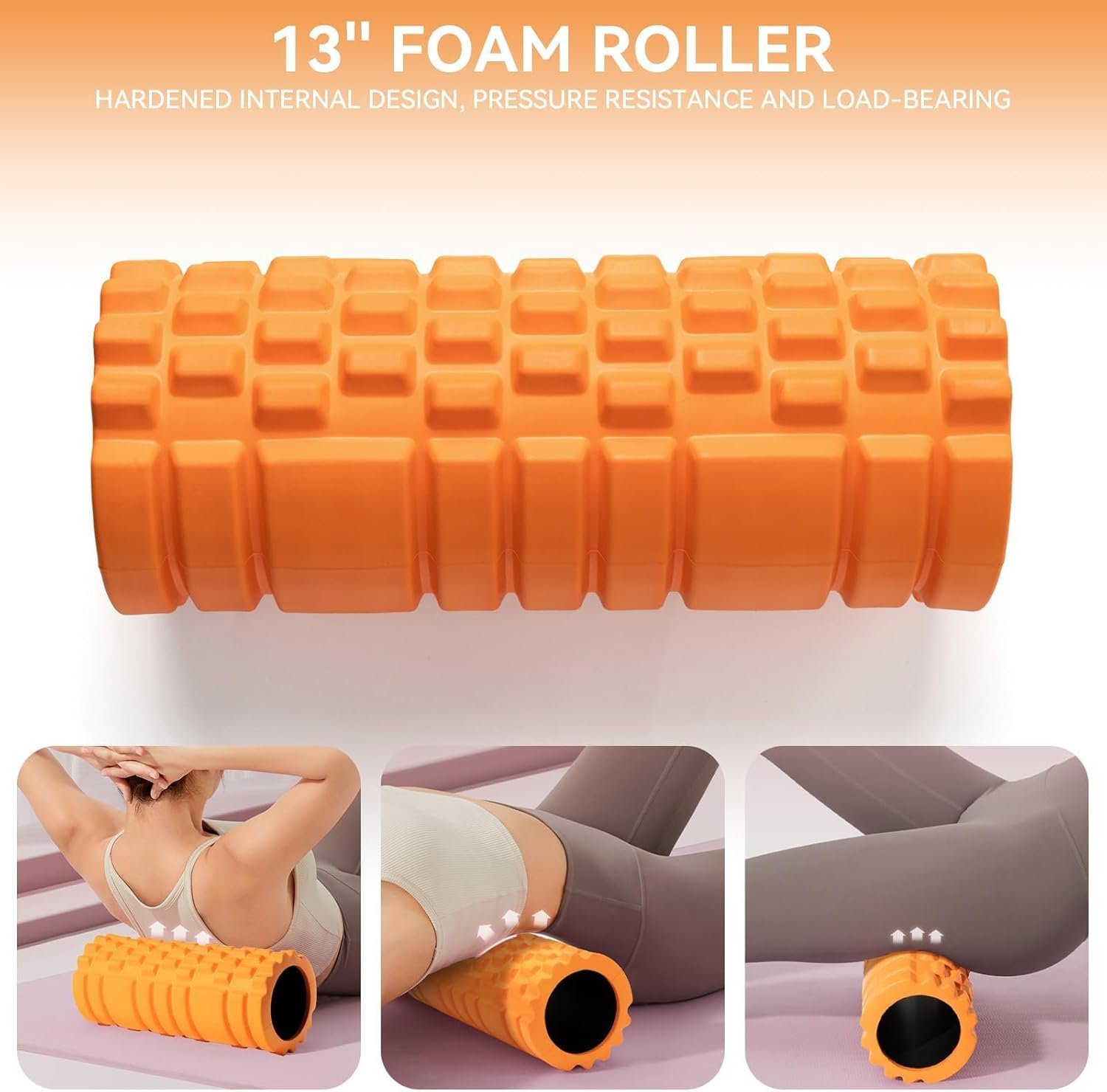 Krightlink Foam Roller High Density 13" Patented Exercise Roller for Deep Tissue Muscle Massage, Muscle Massage and Myofascial Trigger Point Release, Relieves Muscle Pain, Improves Mobility (Orange)