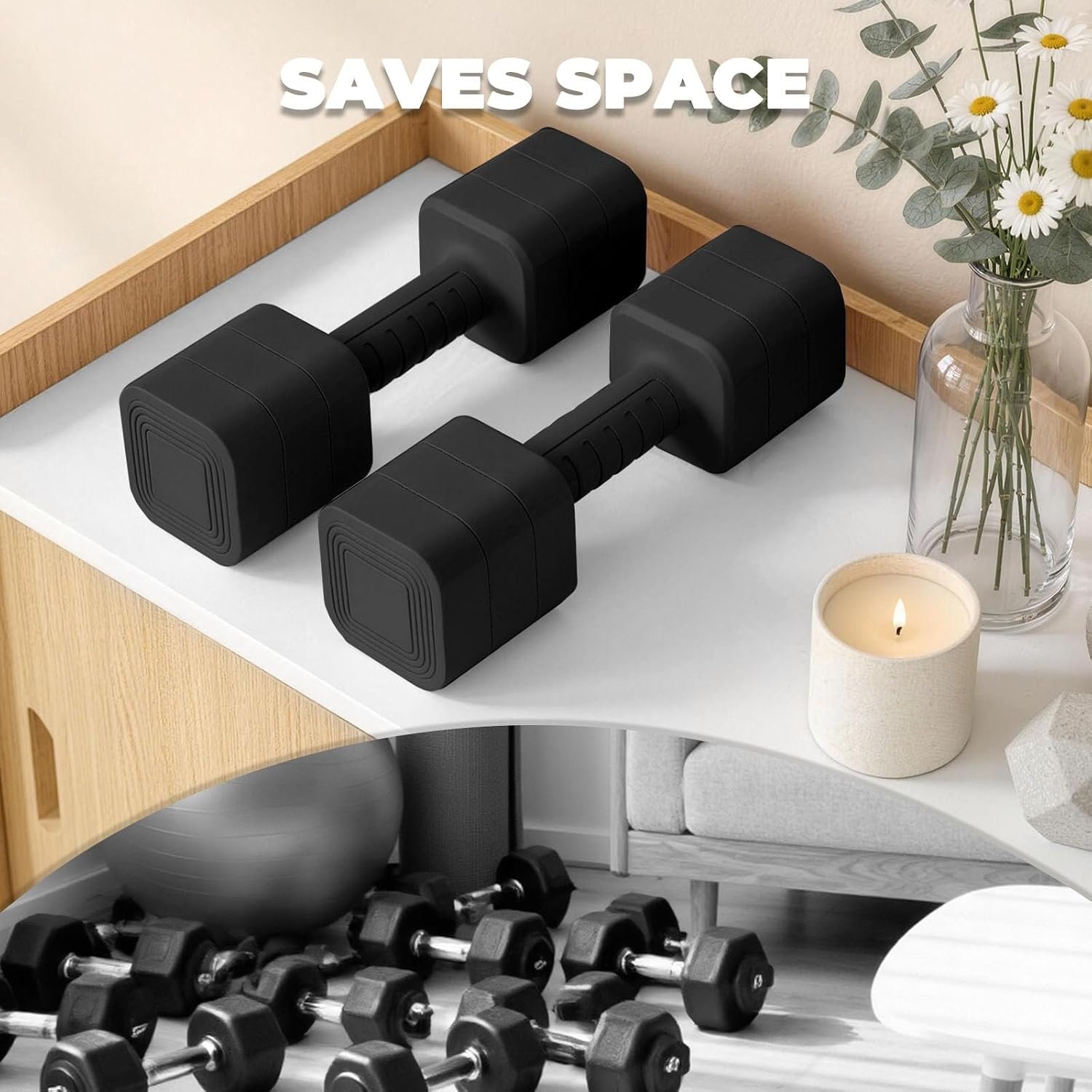 Ragebby Adjustable Dumbbell Set of 2, Weights for Men and Women at Home, Anti-slip Handle, 3 in 1 Free Weights Dumbbells Set, 2lb/3lb/5lb/10lb/15lb/20lb for Pilates, Yoga, Strength Training