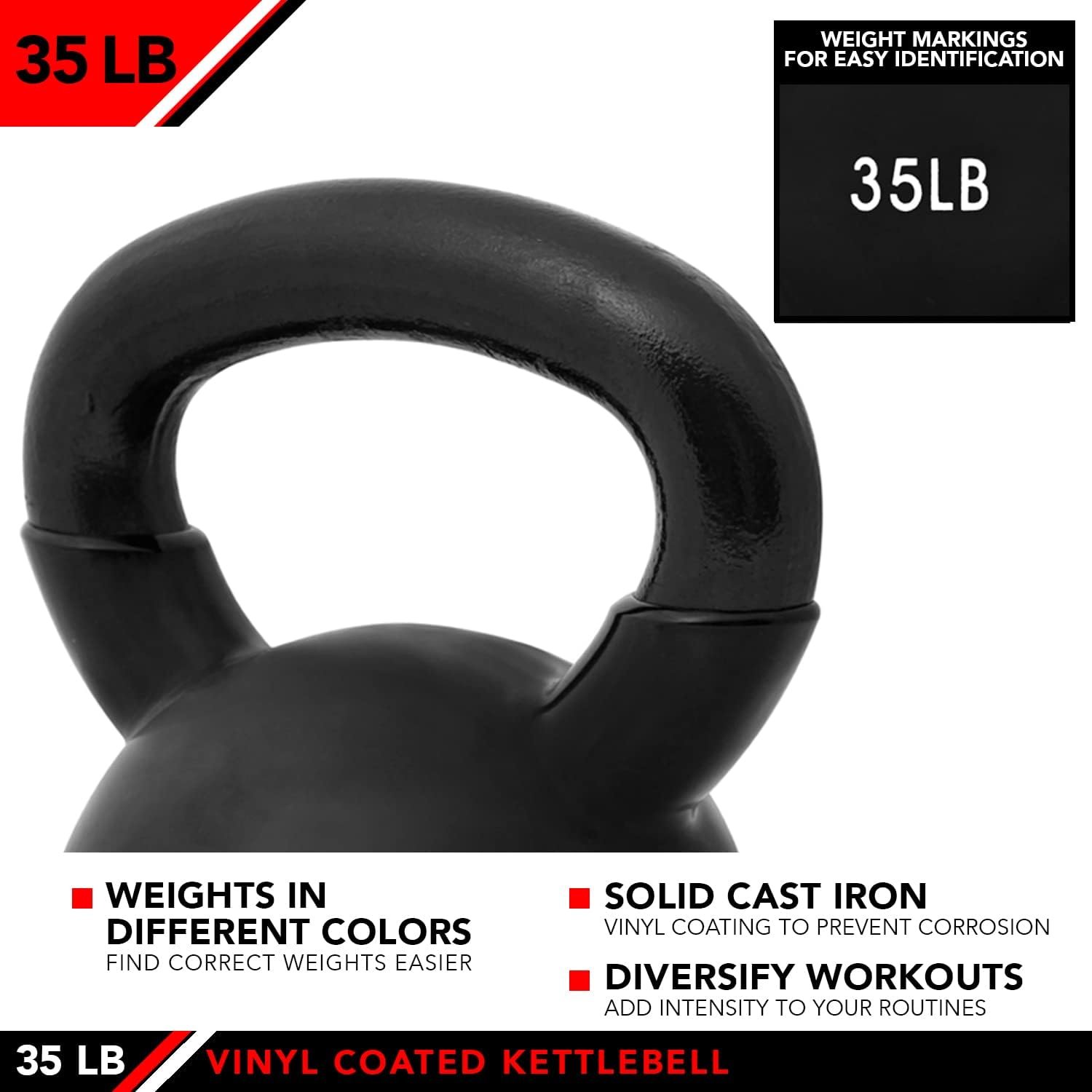 JFIT Kettlebell Weights Vinyl Coated Iron