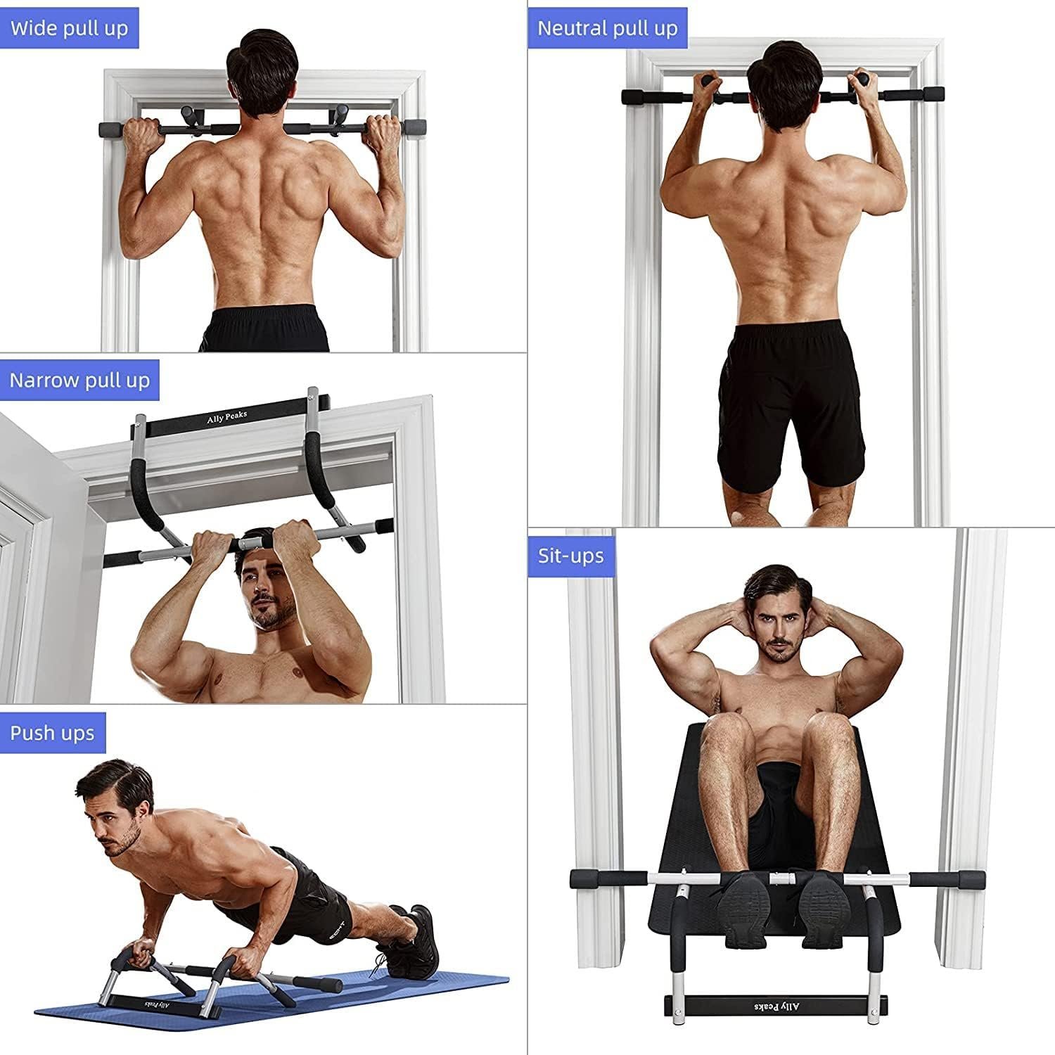 Upgrade Pull Up Bar for Doorway - Max Capacity 330 lbs, Portable Upper Body Workout Bar for Strength Training