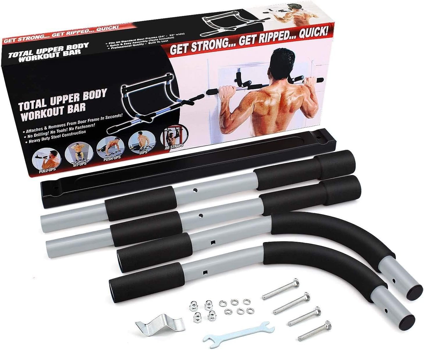 Upgrade Pull Up Bar for Doorway - Max Capacity 330 lbs, Portable Upper Body Workout Bar for Strength Training