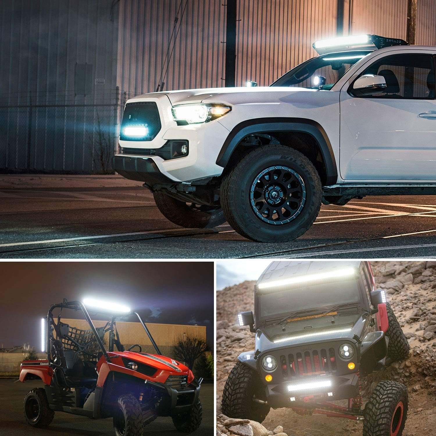 Nilight ZH409 20 Inch 420W Triple Row Flood Spot Combo 42000LM LED Light Bar with Heavy Duty Off-Road Wiring Harness, 2 Years Warranty, White