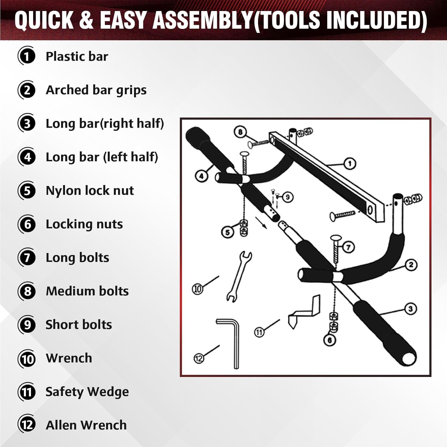 Pull Up Bar for Doorway, Upgrade Chin up Bar for Doorway Without Screws, Portable Strength Training Door Frame Pull-up Bars, Door Workout Bar with Foam Grips for Home