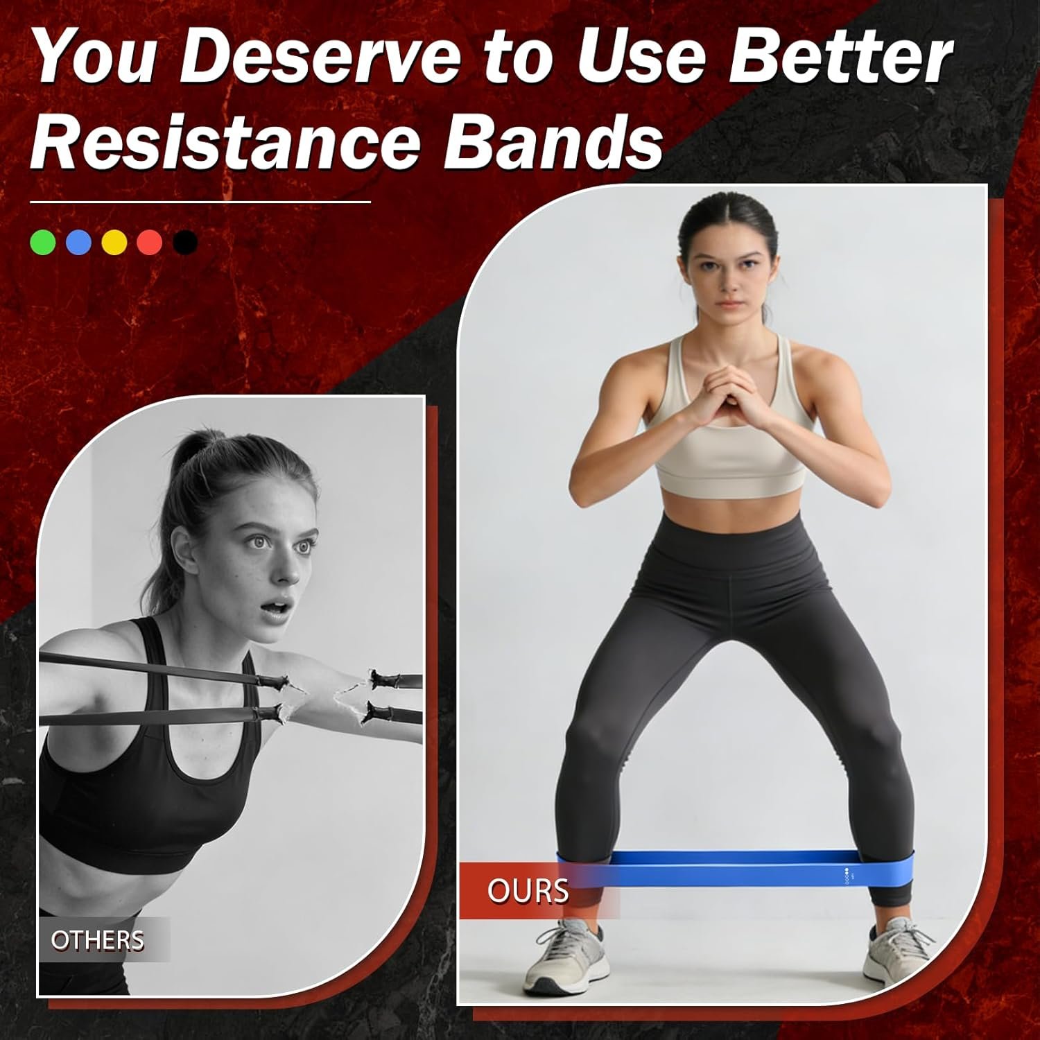 Resistance Bands for Working Out, 5 Levels Resistance Exercise Bands with Woven Bag, Bands for Working Out Women Men, Yoga, Pilates, Rehabilitation Training