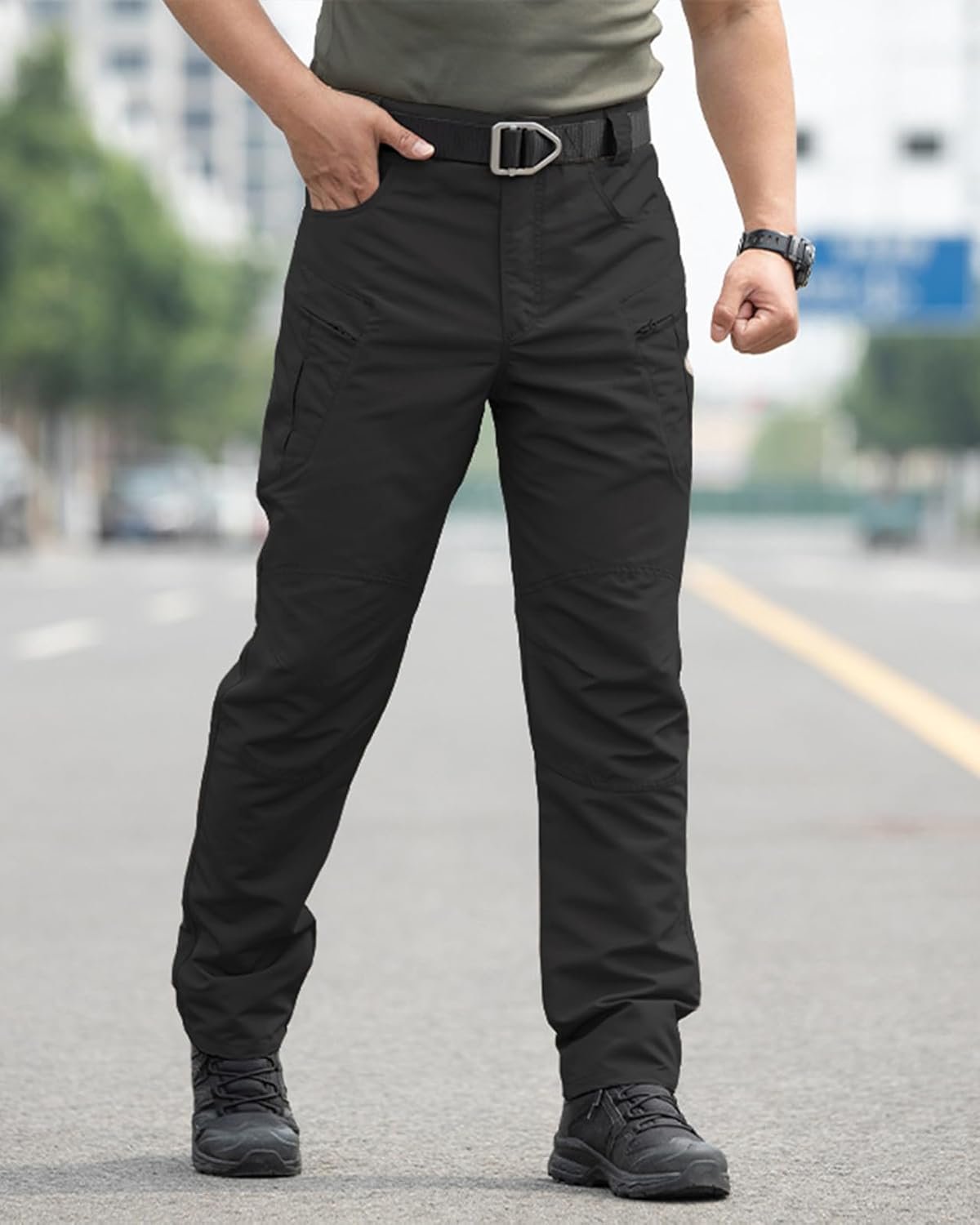 Men's Stretch Tactical Pants,Water Resistant Ripstop Cargo Pants,Lightweight Outdoor Work Hiking Pants with Pockets(No Belt)