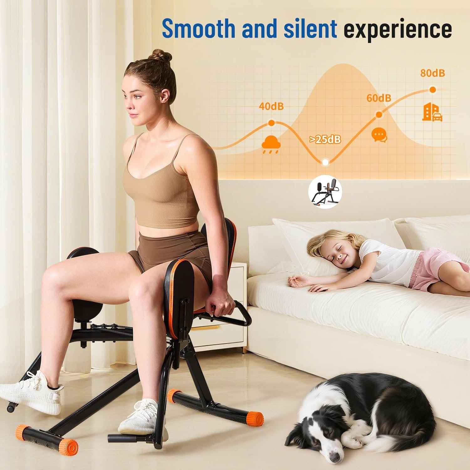 HXD-ERGO Hip Abductor Machine for Home Gym, Glute Machine & Thigh Workout Equipment, Booty Builder with Plush Padding, Compact Leg Exercise Euipment for Women & Men