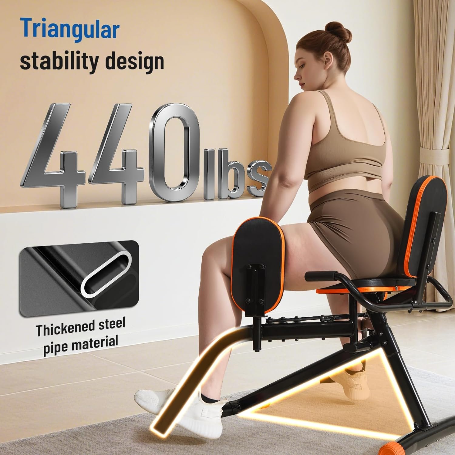 HXD-ERGO Hip Abductor Machine for Home Gym, Glute Machine & Thigh Workout Equipment, Booty Builder with Plush Padding, Compact Leg Exercise Euipment for Women & Men